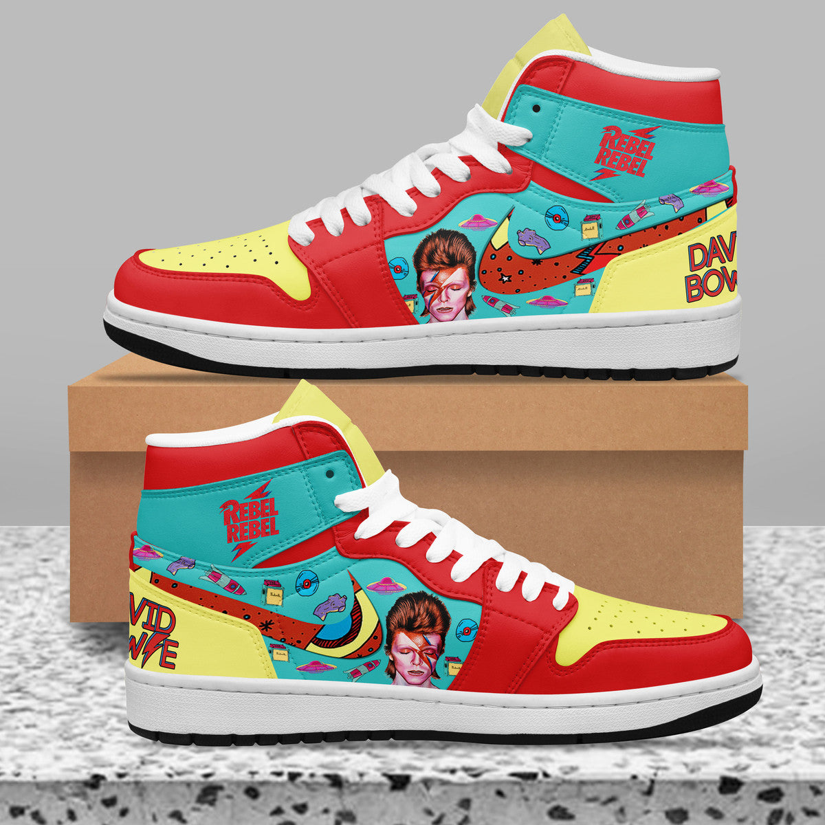 Ideafootwear David Bowie AJ1 High Sneakers Shoes For Men And Women 3