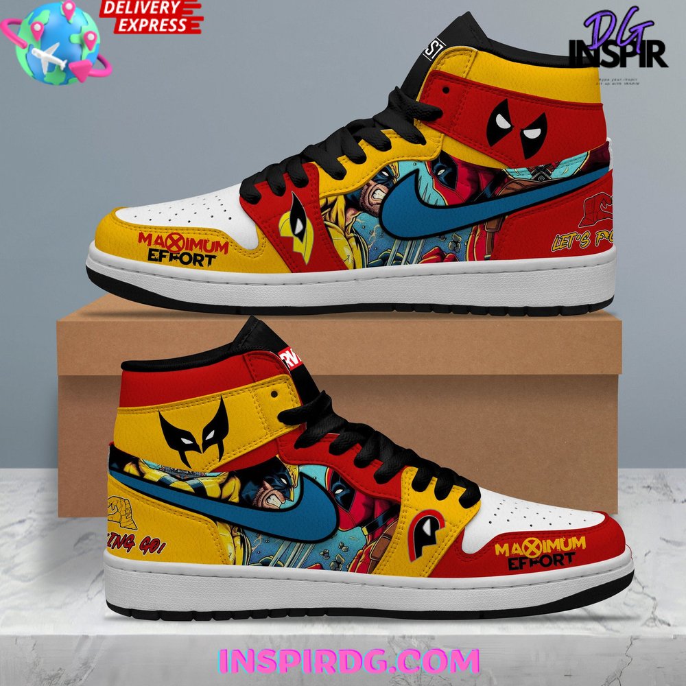 Ideafootwear Deadpool AJ1 High Sneakers Shoes For Men And Women 5
