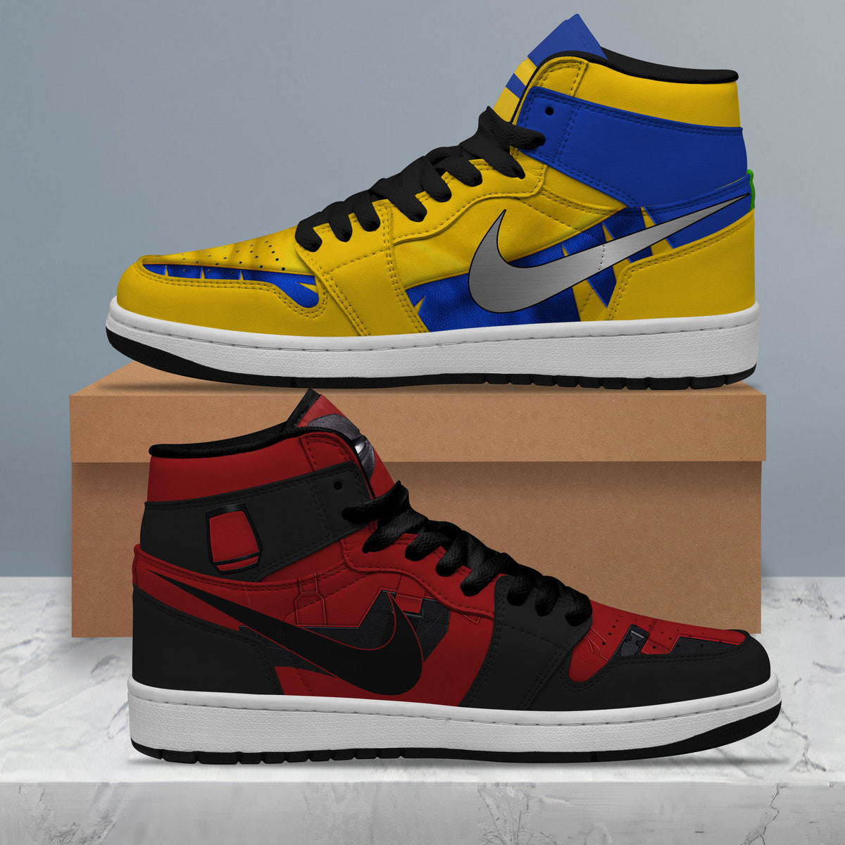Ideafootwear Deadpool & Wolverine AJ1 High Sneakers Shoes For Men And Women 1