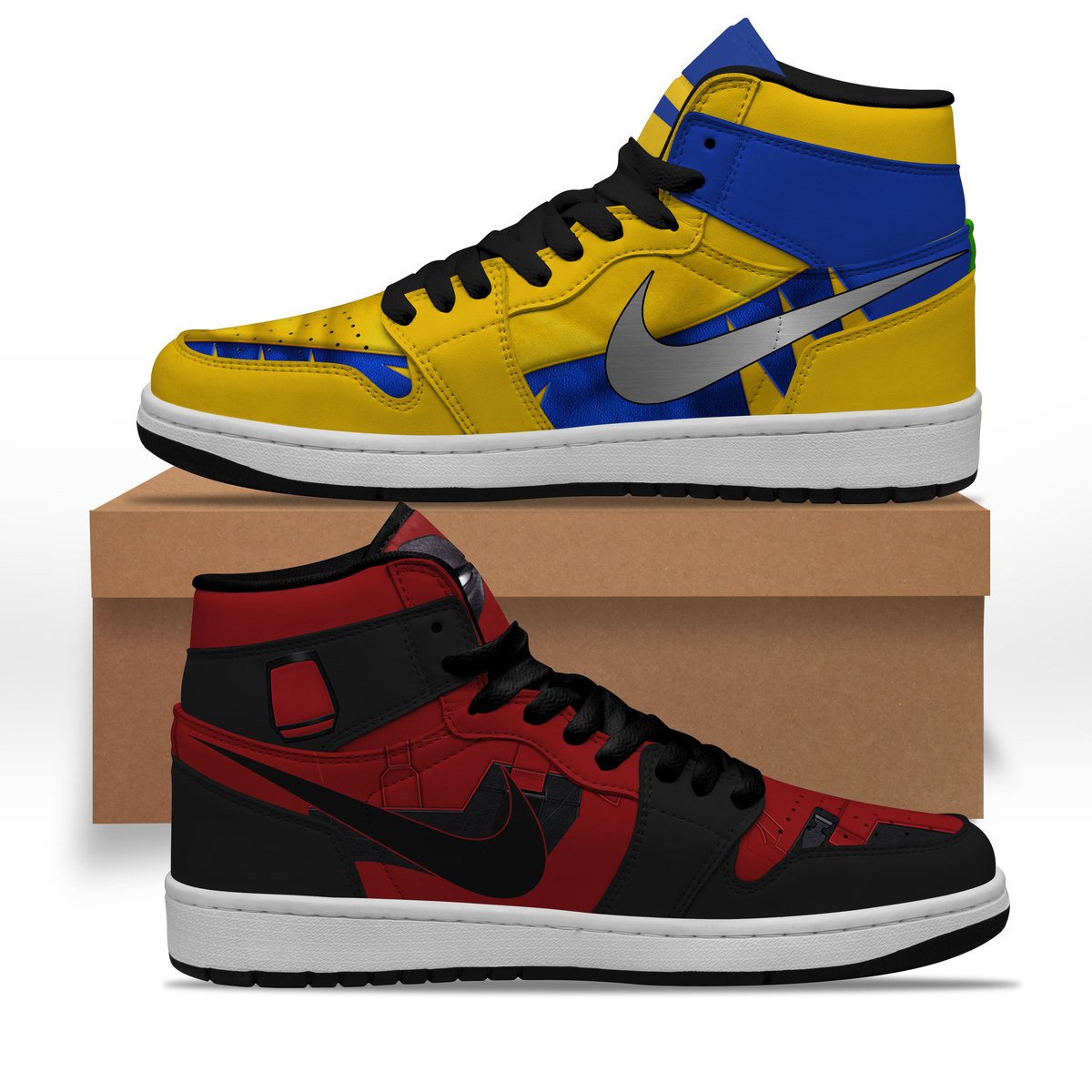 Ideafootwear Deadpool & Wolverine AJ1 High Sneakers Shoes For Men And Women 1