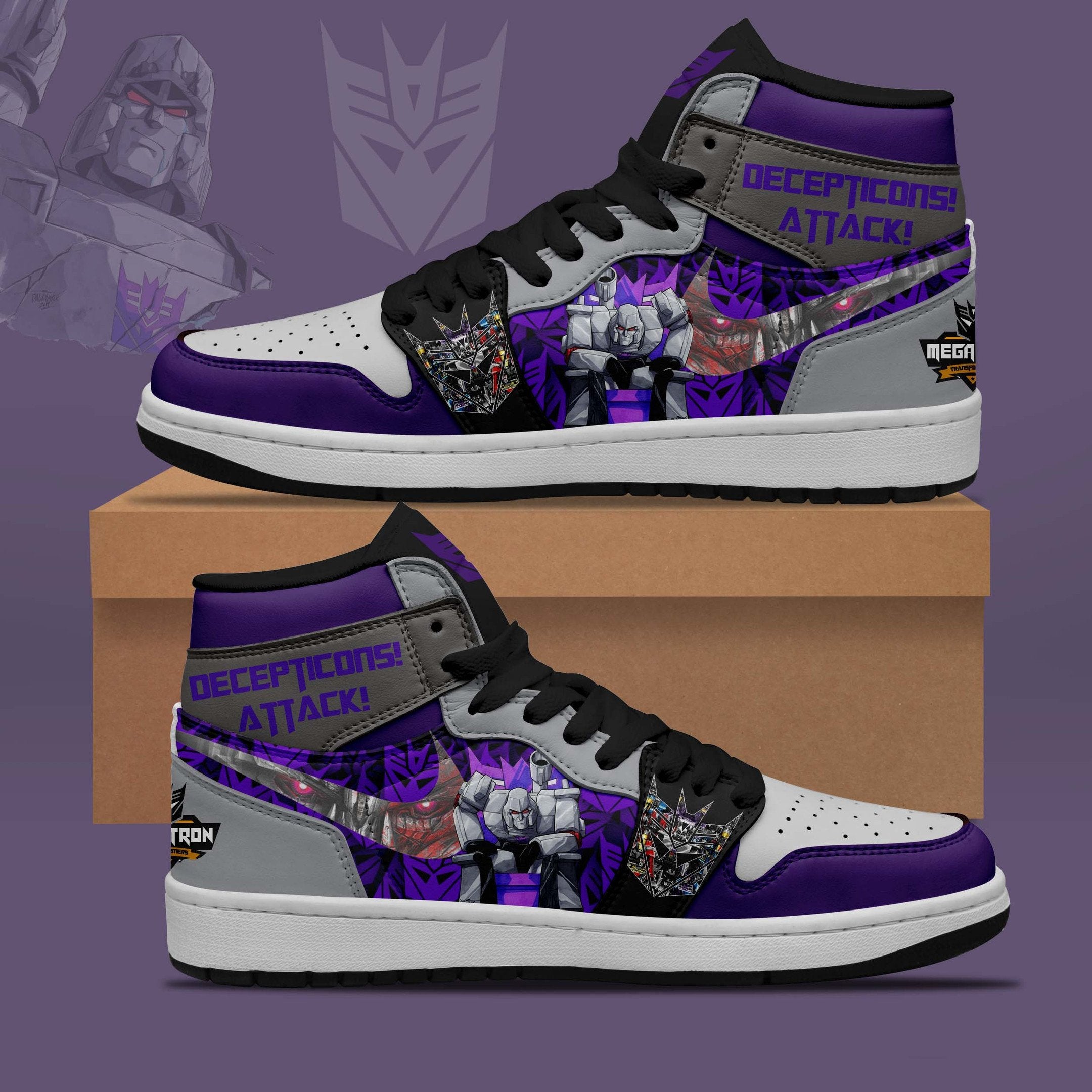 Ideafootwear Decepticon Attack AJ1 High Sneakers Shoes For Men And Women 1