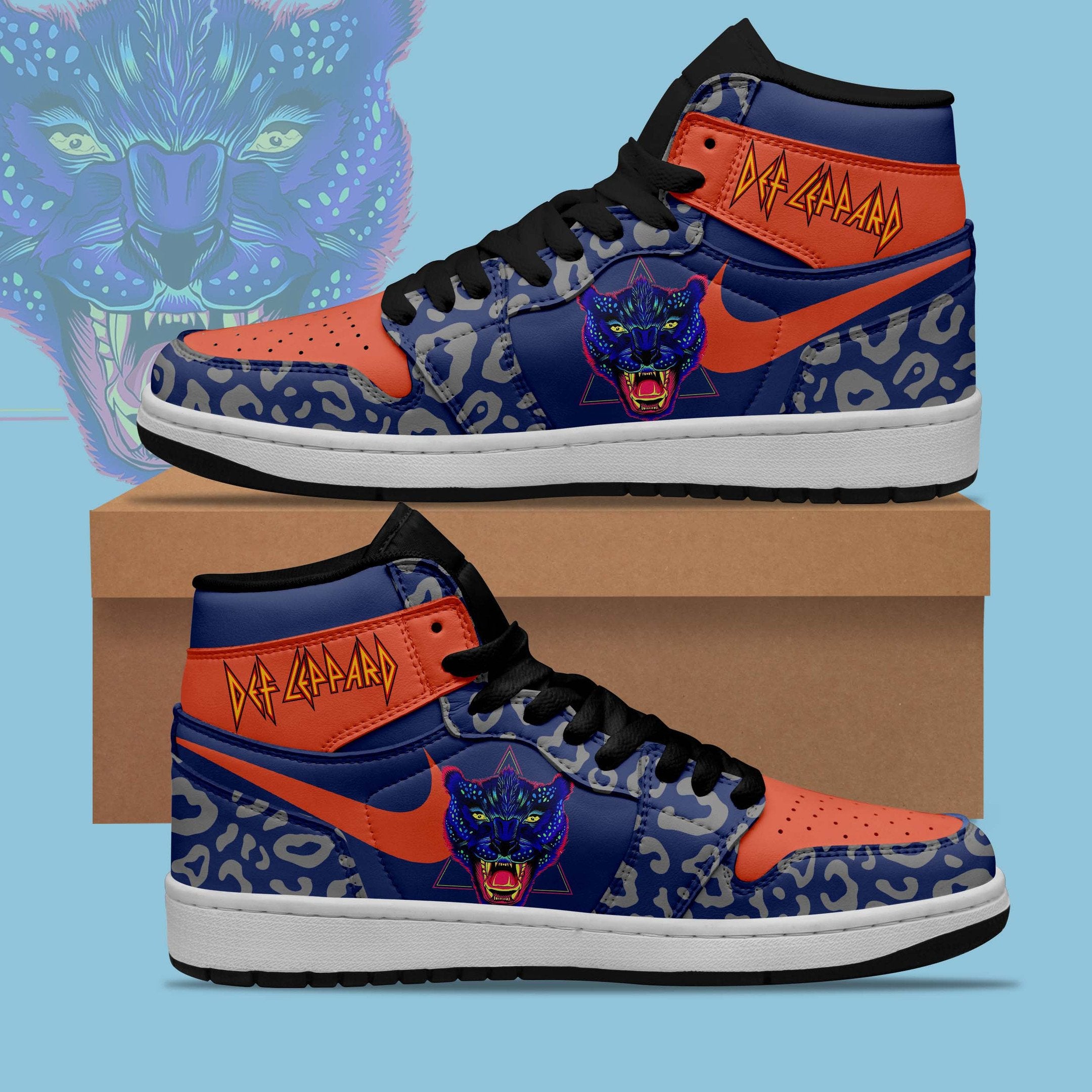 Ideafootwear Def Leppard AJ1 High Sneakers Shoes For Men And Women 2