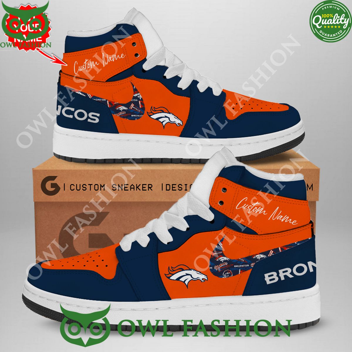 Ideafootwear Denver Broncos AJ1 High Sneakers Shoes For Men And Women 10