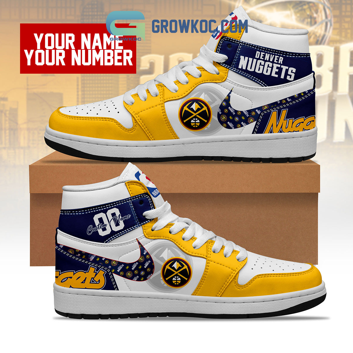 Ideafootwear Denver Nuggets AJ1 High Sneakers Shoes For Men And Women 8