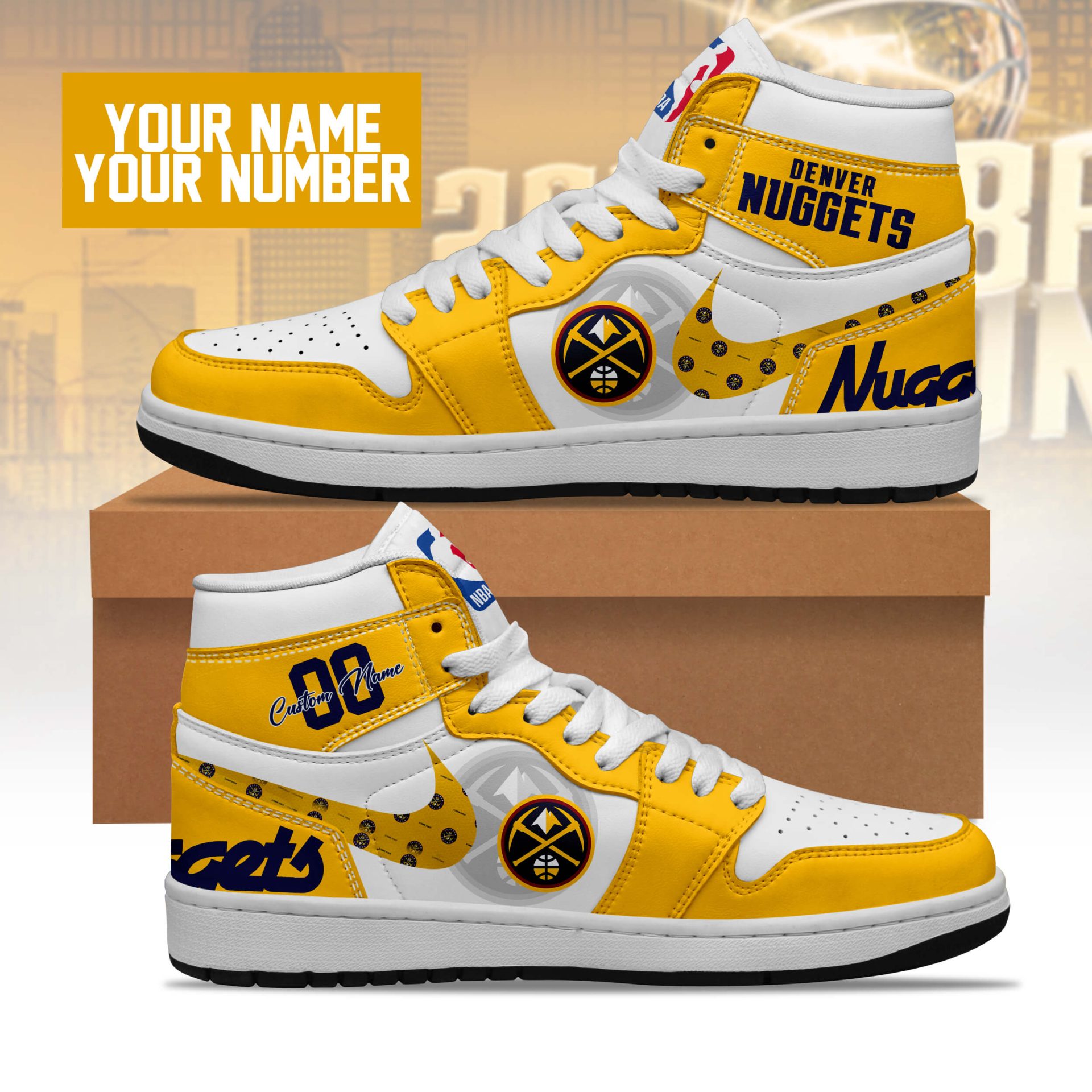Ideafootwear Denver Nuggets AJ1 High Sneakers Shoes For Men And Women 1
