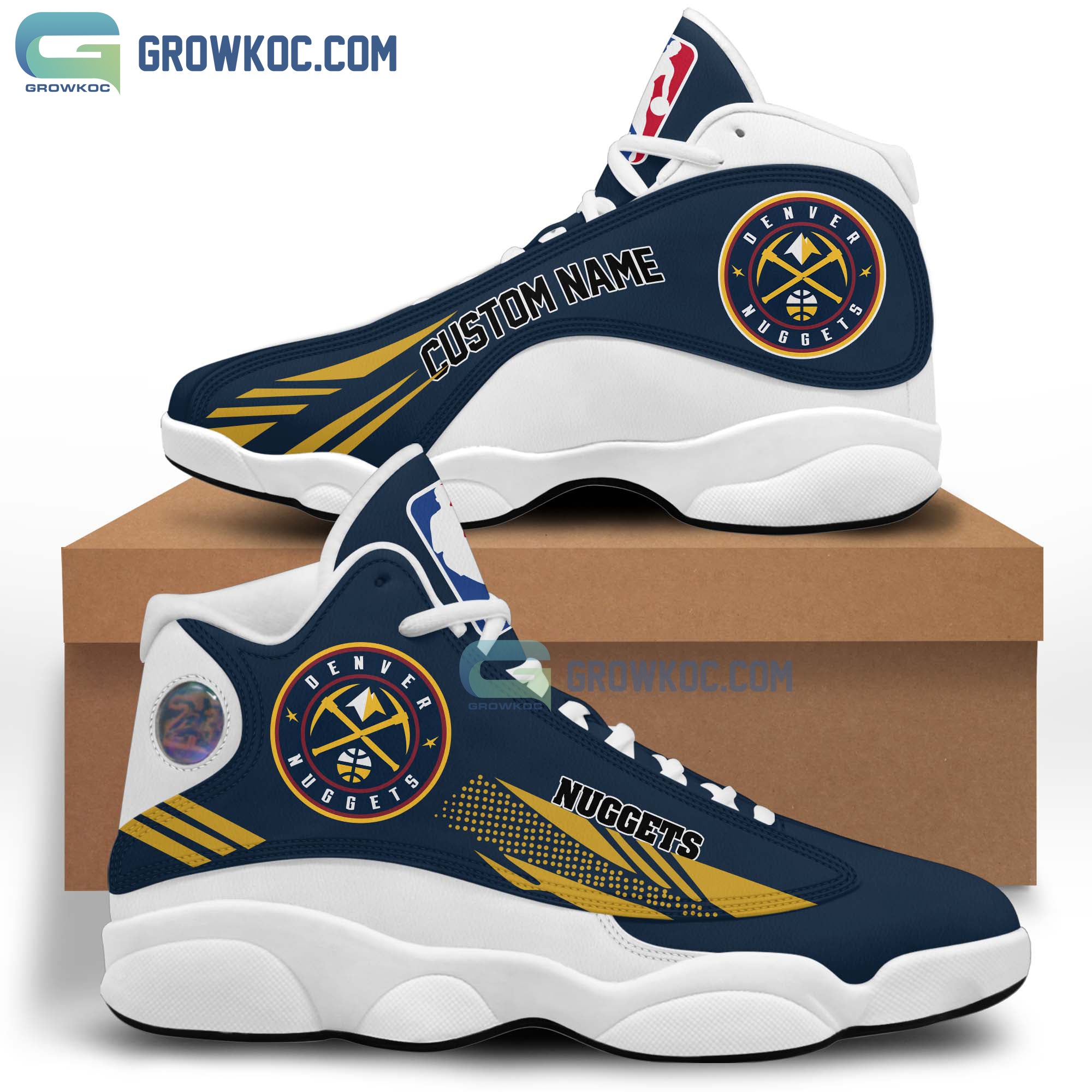 Ideafootwear Denver Nuggets AJ13 Sneakers Shoes For Men And Women 7