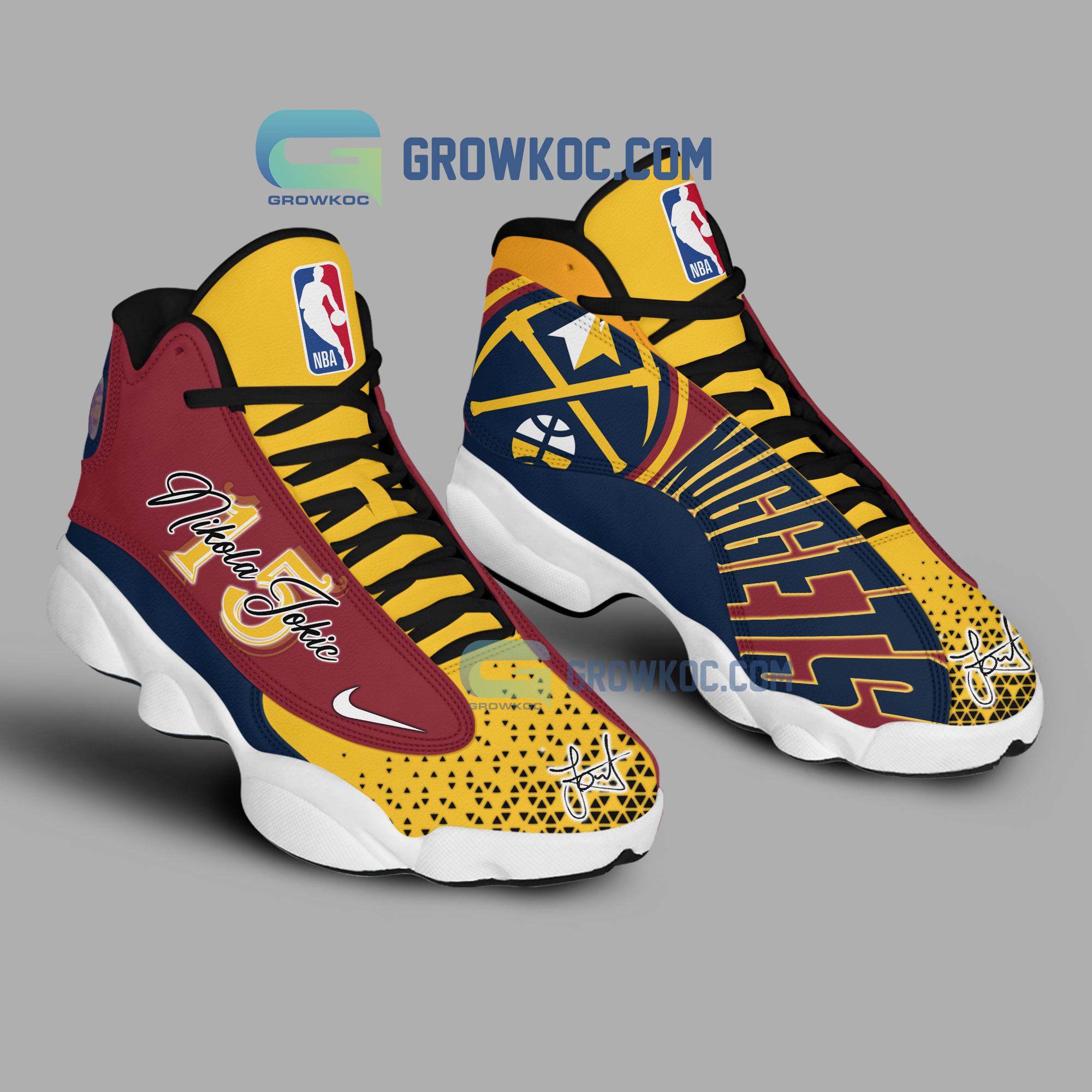 Ideafootwear Denver Nuggets AJ13 Sneakers Shoes For Men And Women 6