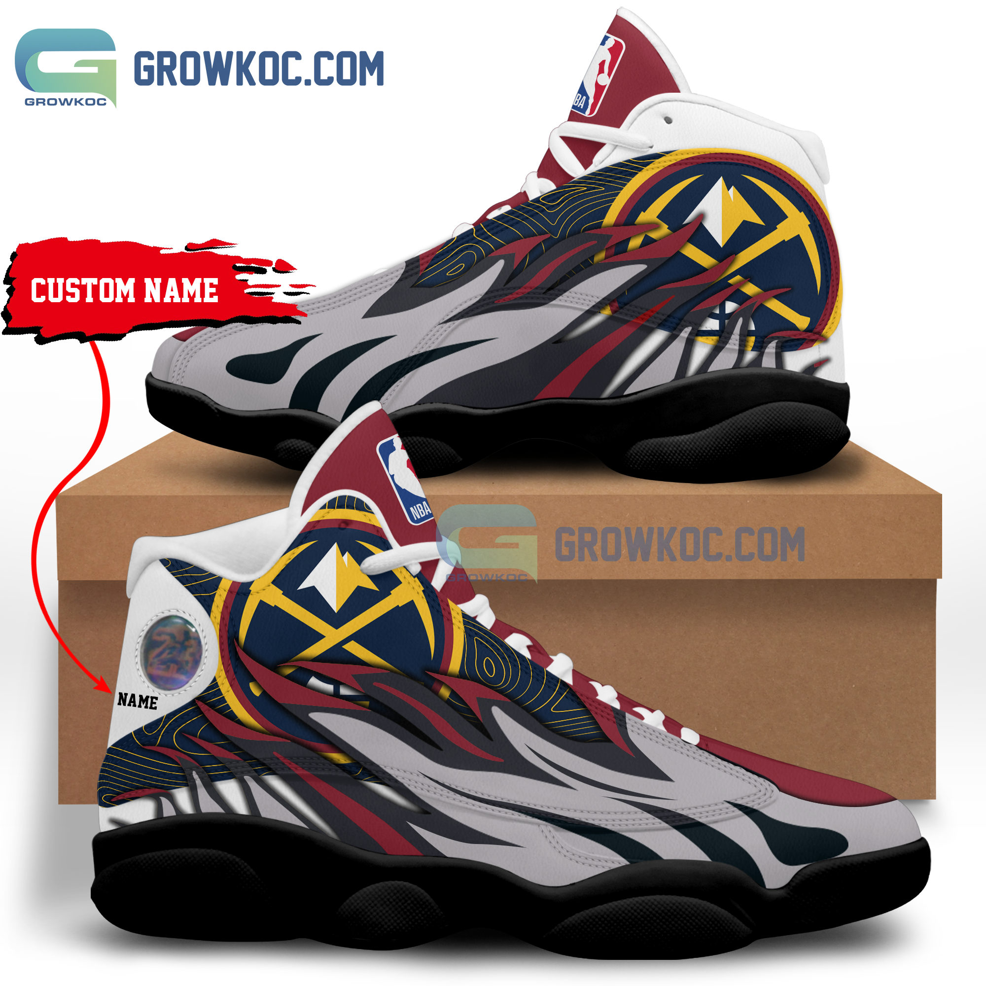 Ideafootwear Denver Nuggets AJ13 Sneakers Shoes For Men And Women 1