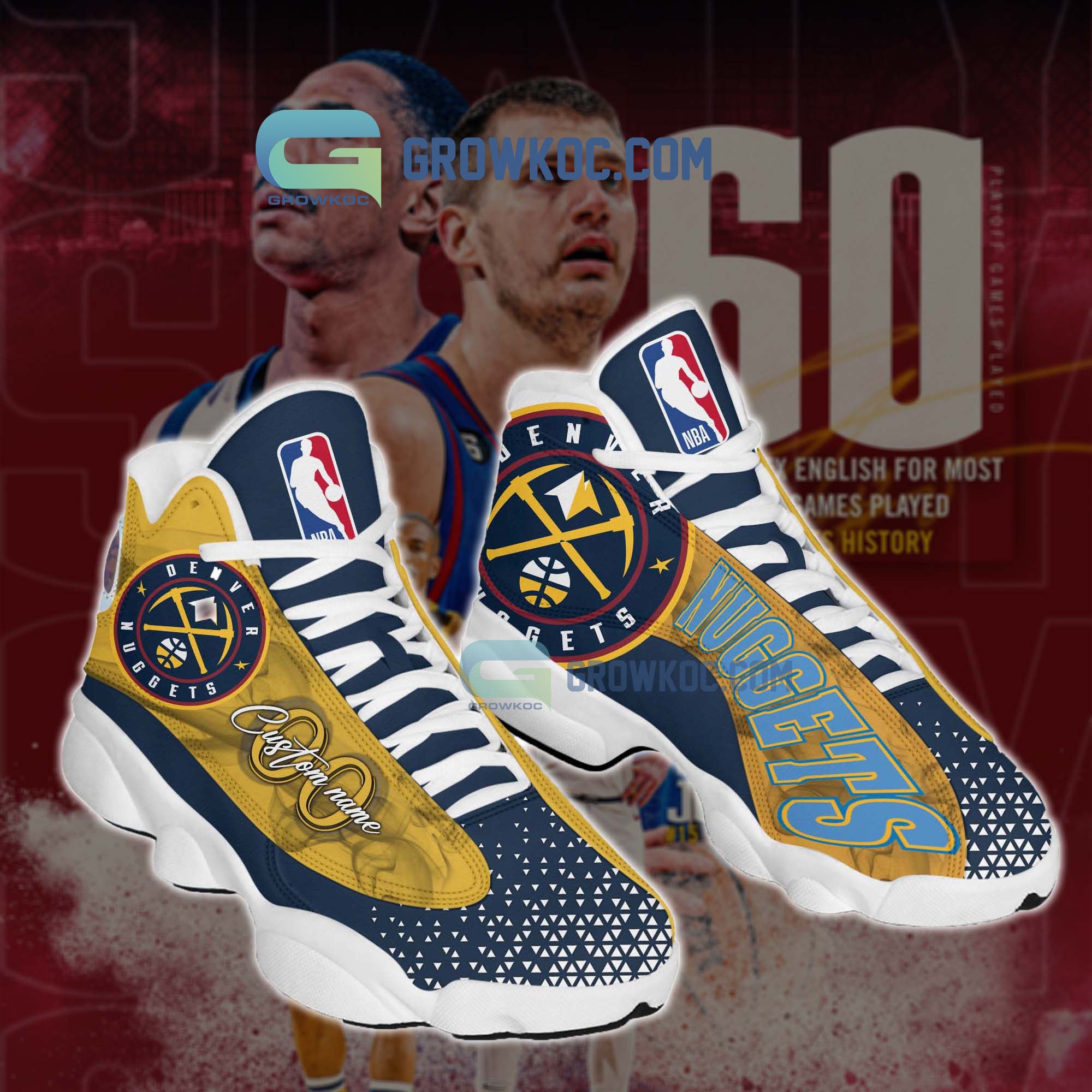 Ideafootwear Denver Nuggets AJ13 Sneakers Shoes For Men And Women 5