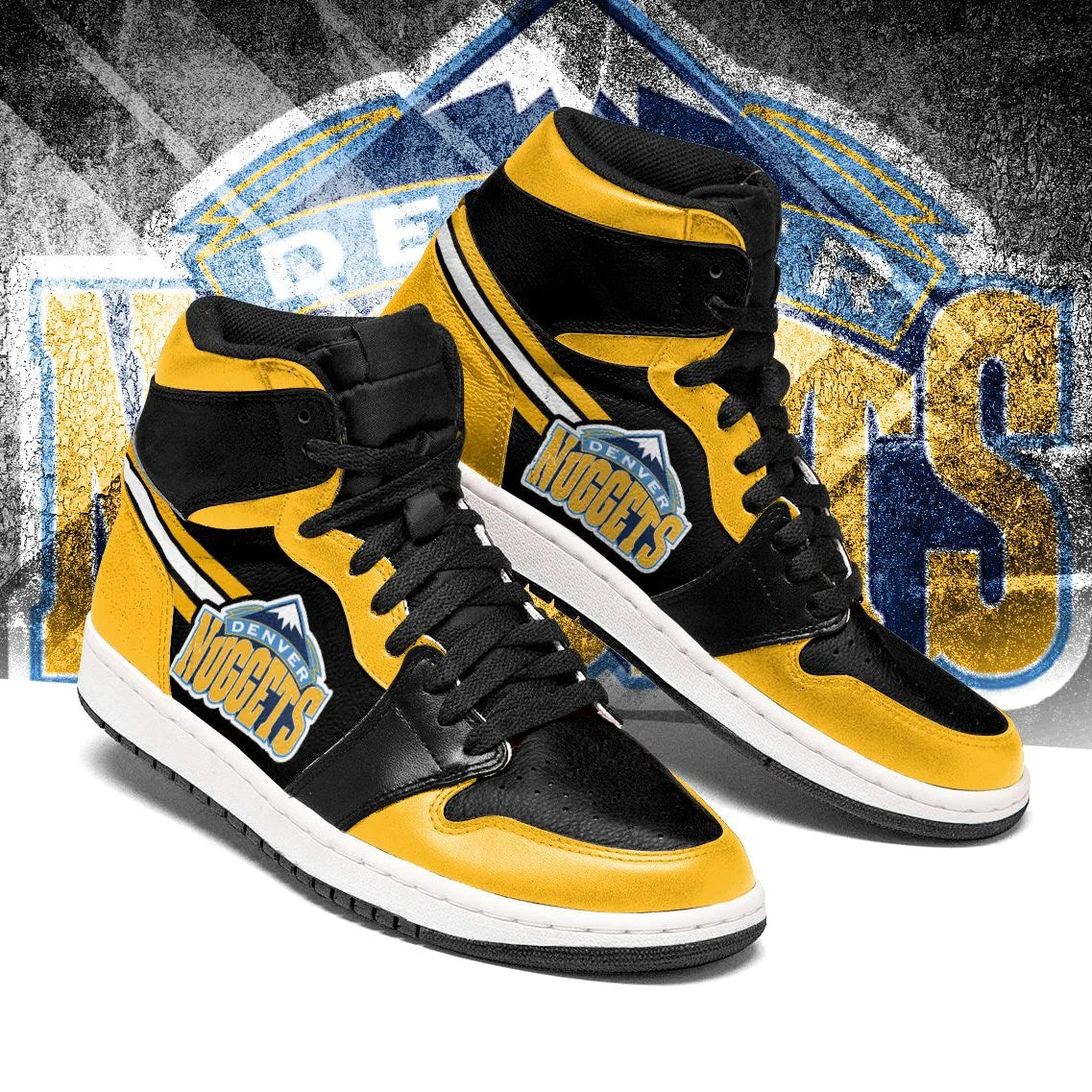 Ideafootwear Denver Nuggets NBA AJ1 High Sneakers Shoes For Men And Women 1