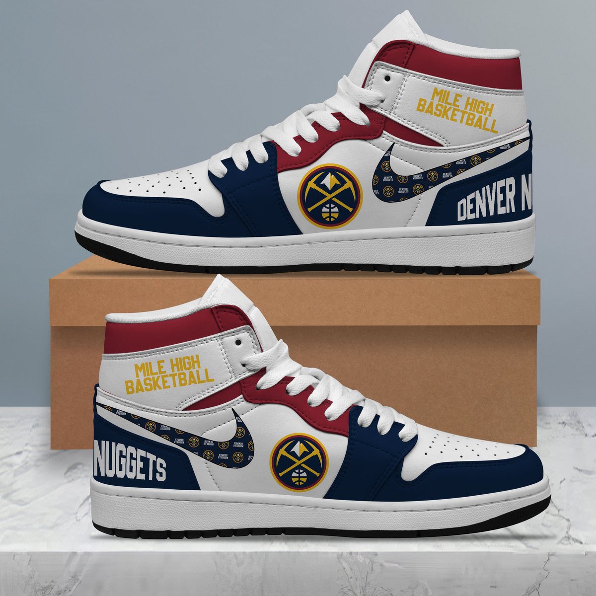 Ideafootwear Denver Nuggets AJ1 High Sneakers Shoes For Men And Women 10