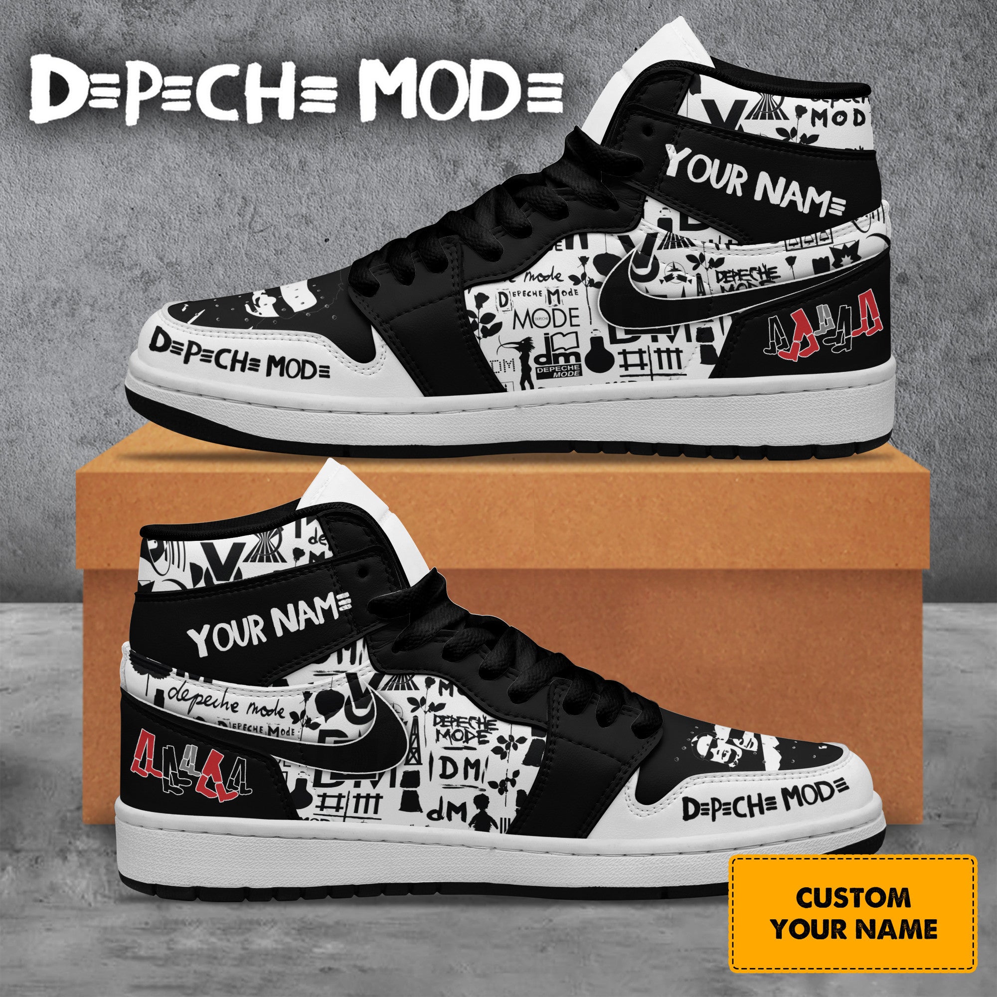 Ideafootwear Depeche Mode AJ1 High Sneakers Shoes For Men And Women 3