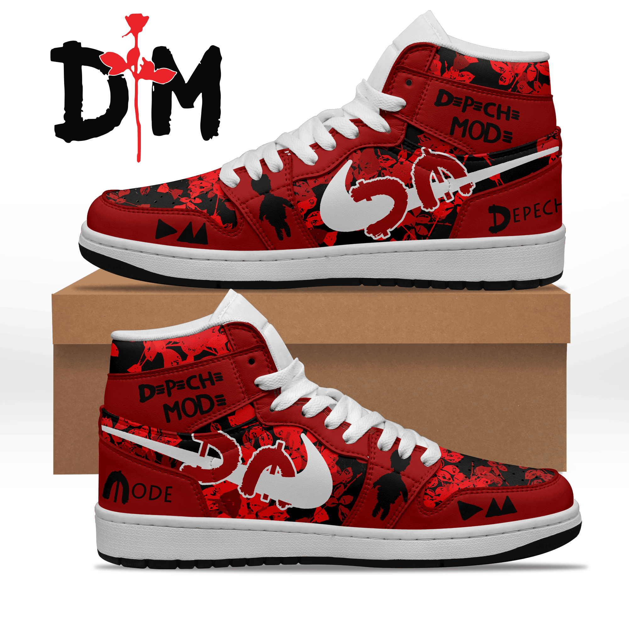 Ideafootwear Depeche Mode AJ1 High Sneakers Shoes For Men And Women 6