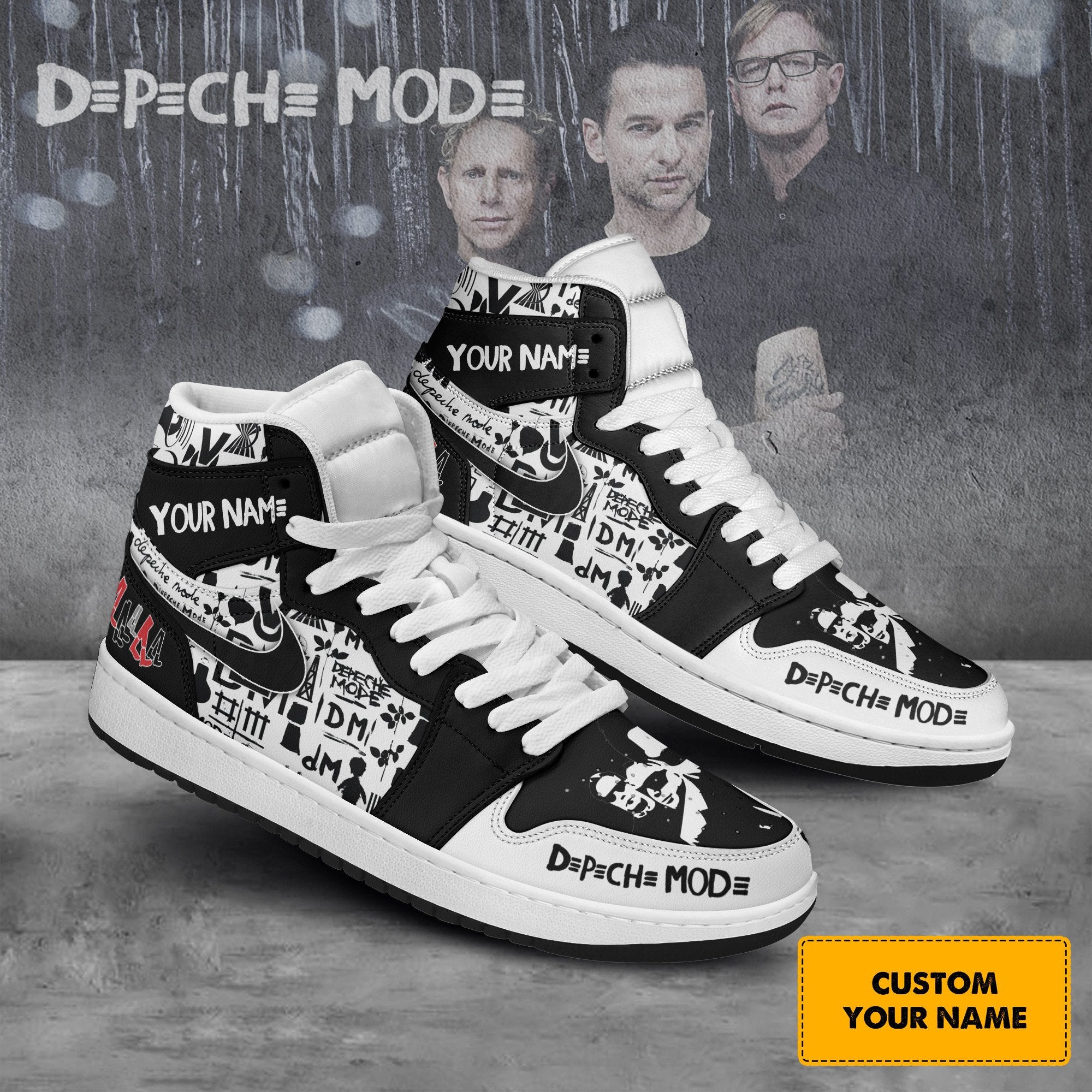 Ideafootwear Depeche Mode AJ1 High Sneakers Shoes For Men And Women 4