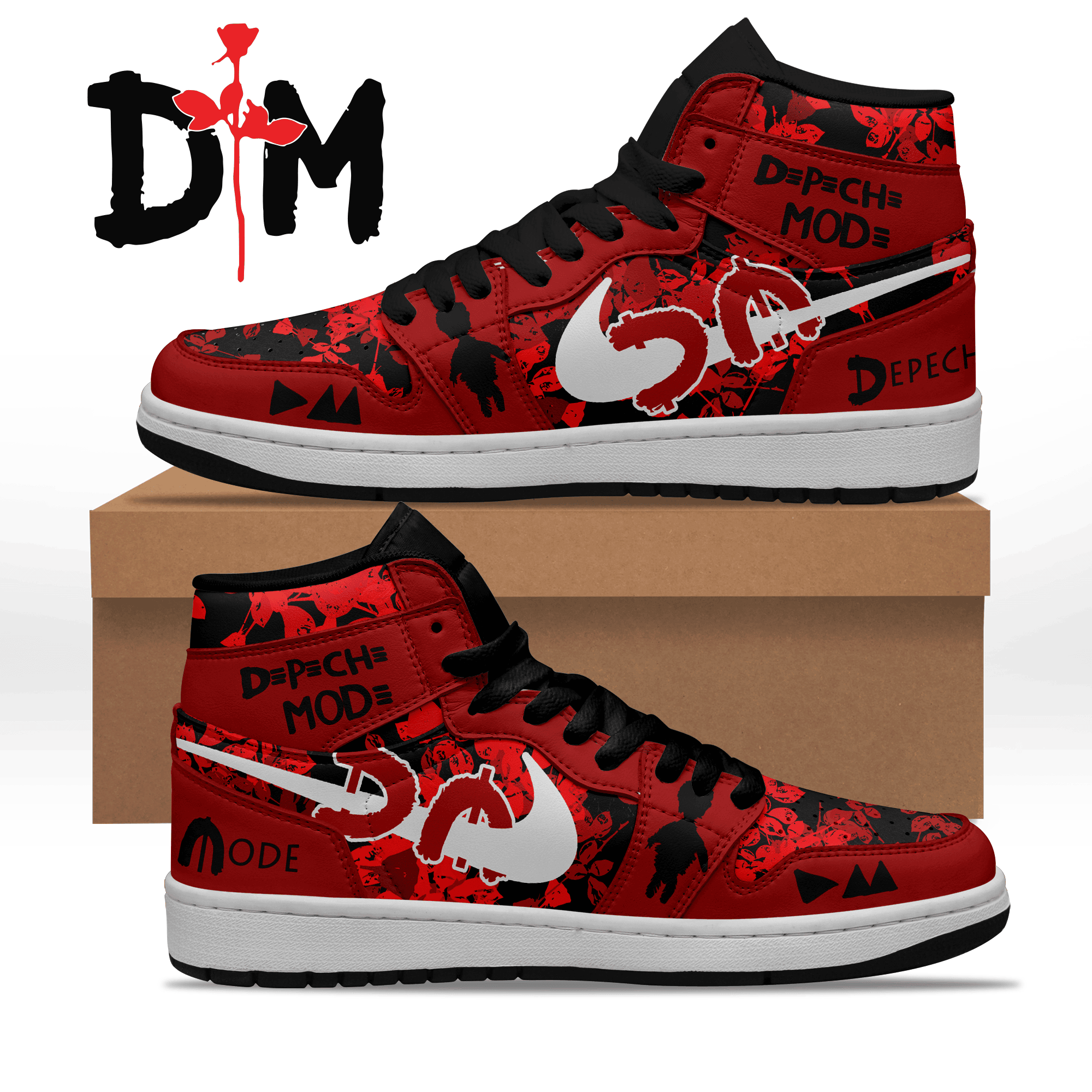 Ideafootwear Depeche Mode AJ1 High Sneakers Shoes For Men And Women 2