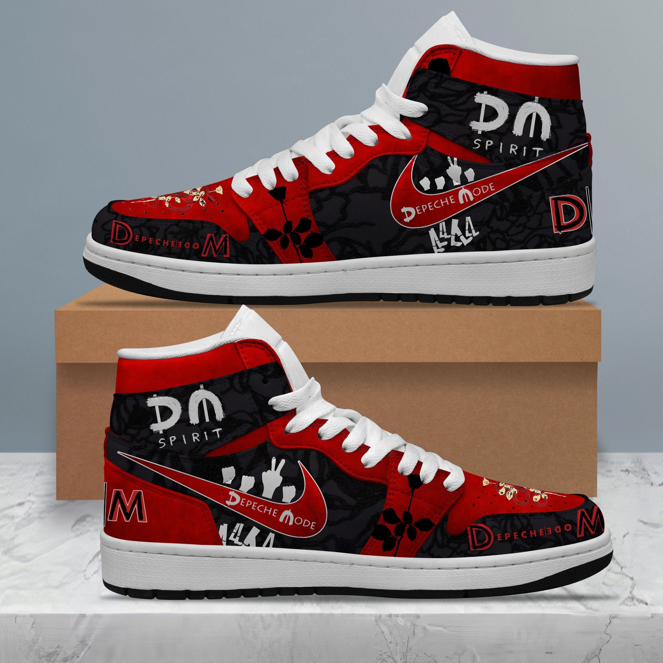 Ideafootwear Depeche Mode AJ1 High Sneakers Shoes For Men And Women 5