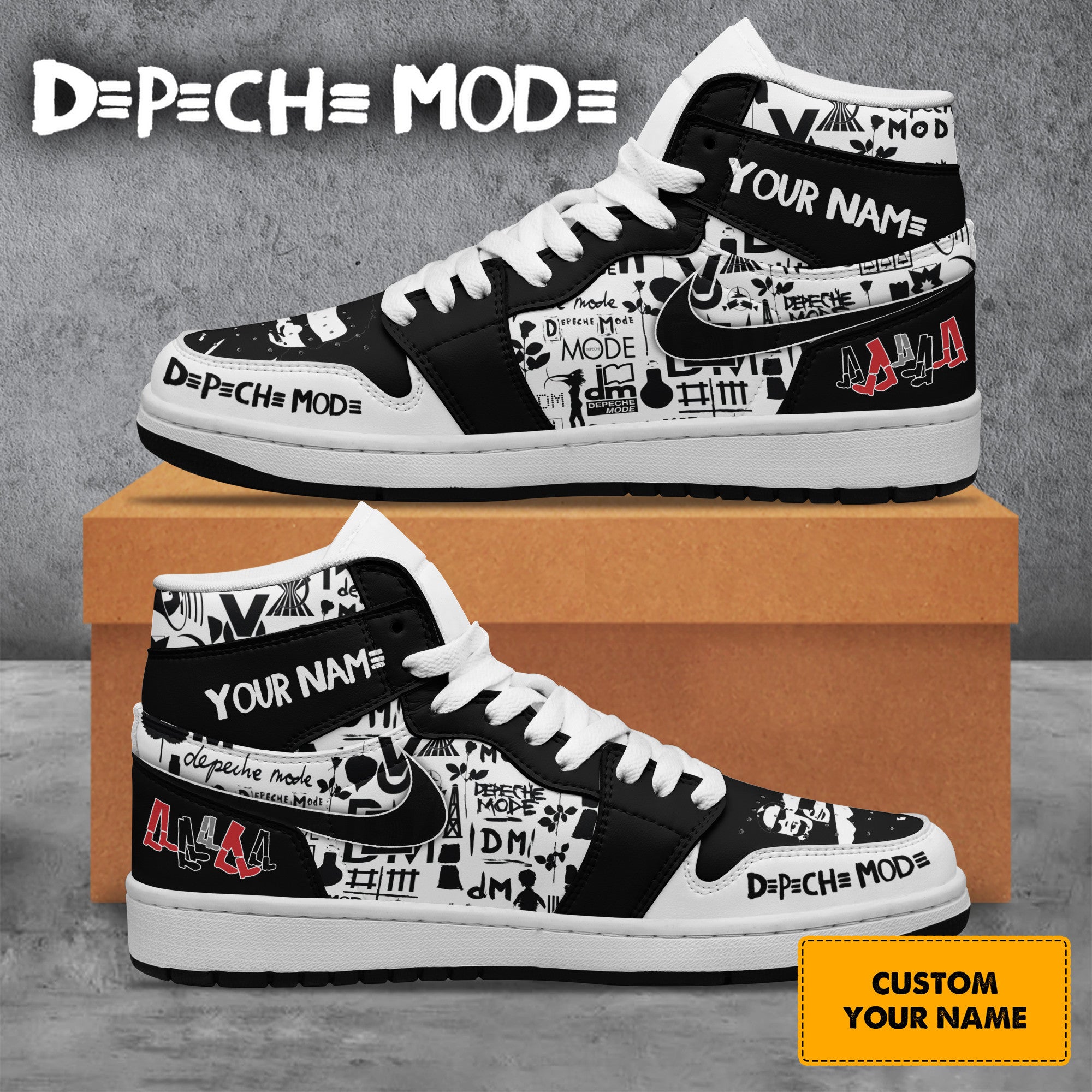 Ideafootwear Depeche Mode AJ1 High Sneakers Shoes For Men And Women 4
