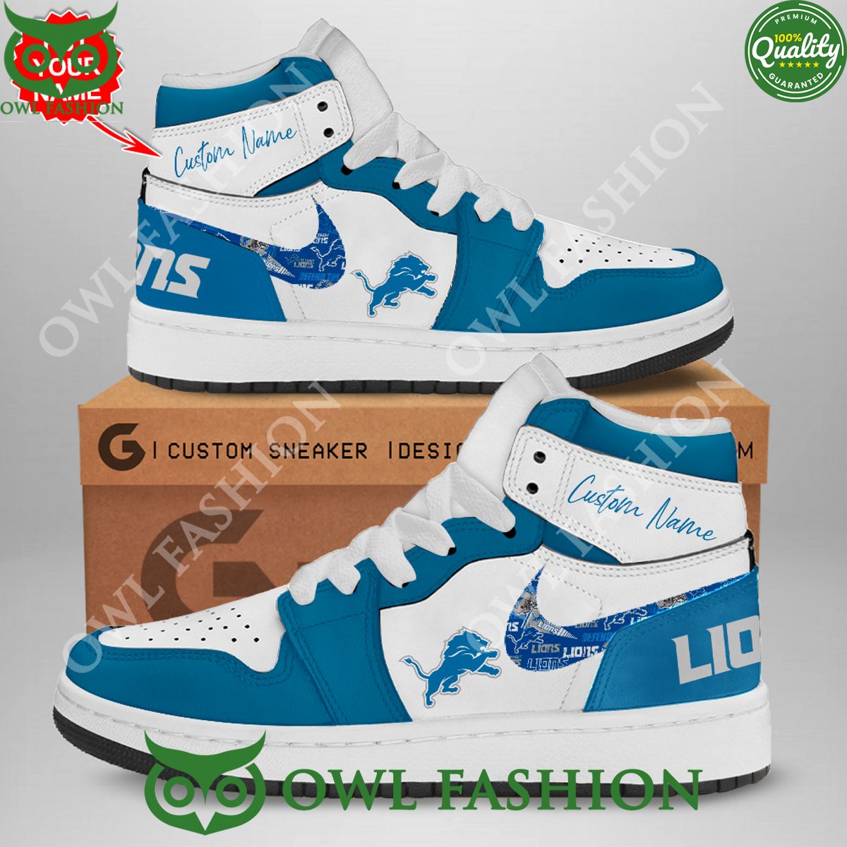 Ideafootwear Detroit Lions AJ1 High Sneakers Shoes For Men And Women 18