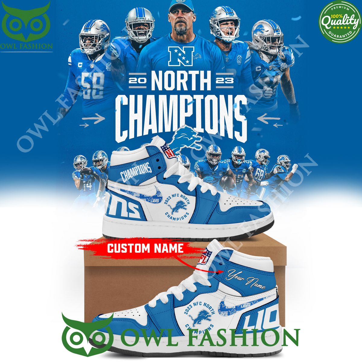 Ideafootwear Detroit Lions AJ1 High Sneakers Shoes For Men And Women 17