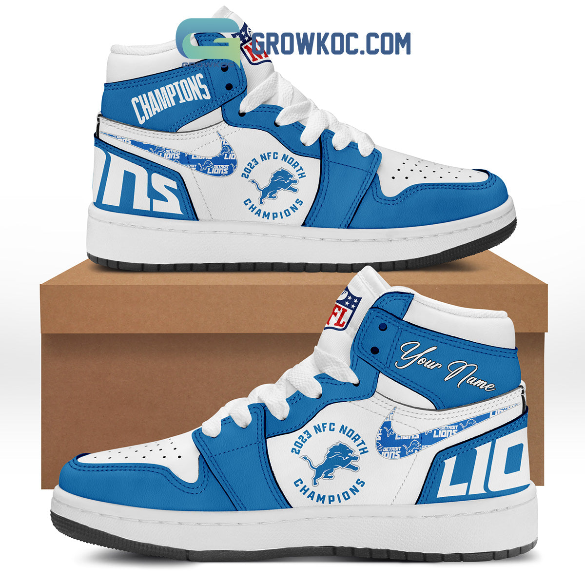 Ideafootwear Detroit Lions AJ1 High Sneakers Shoes For Men And Women 12