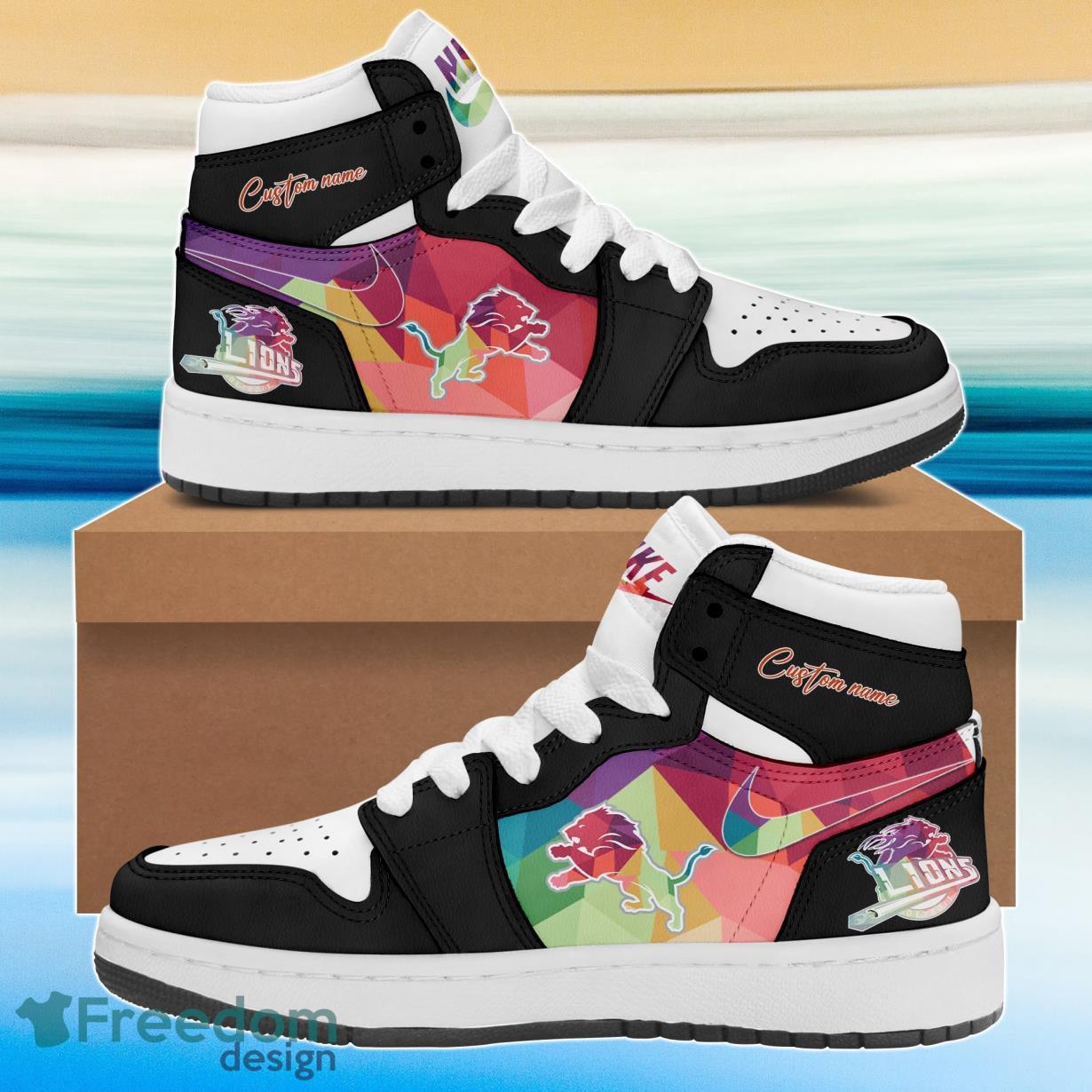 Ideafootwear Detroit Lions AJ1 High Sneakers Shoes For Men And Women 6