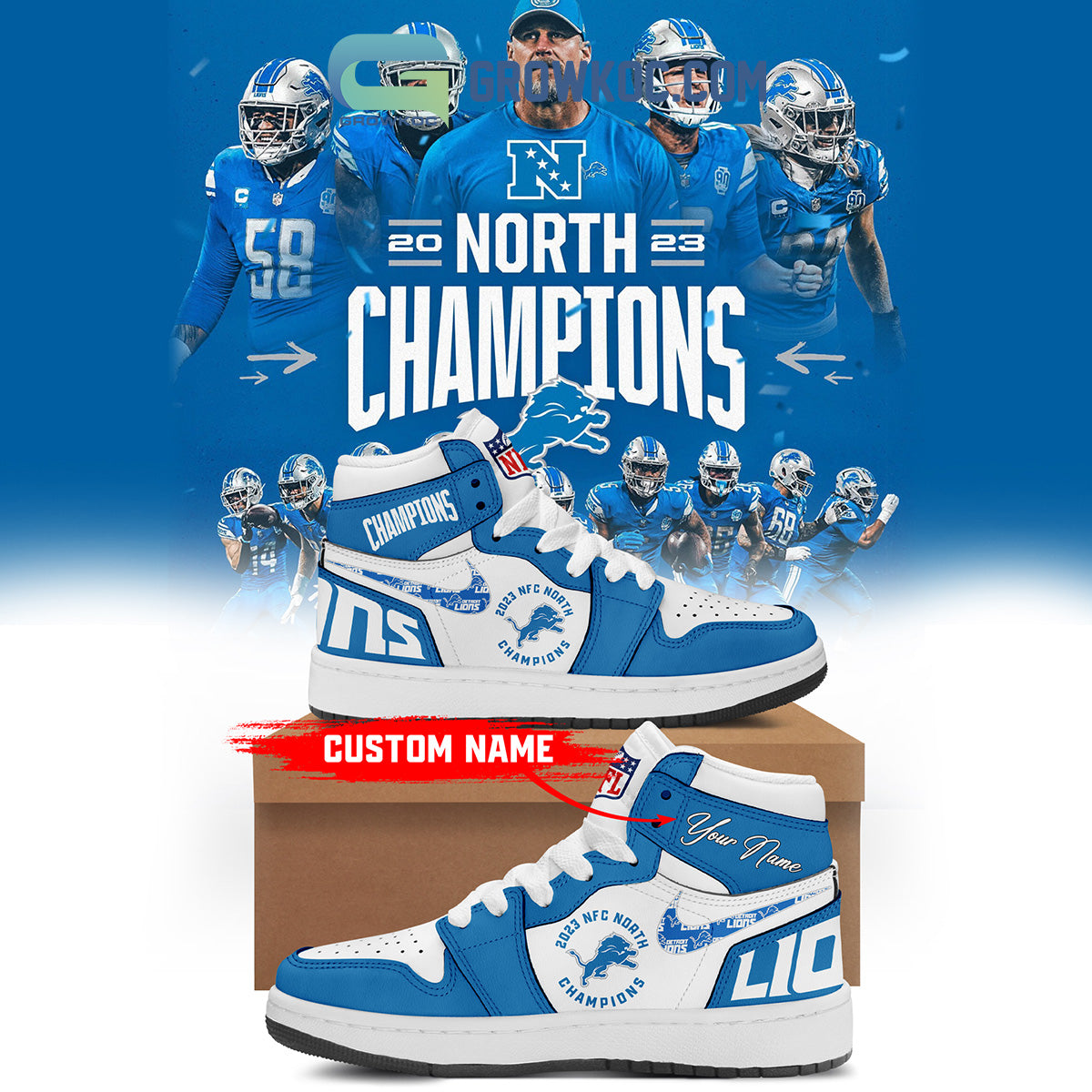 Ideafootwear Detroit Lions AJ1 High Sneakers Shoes For Men And Women 12