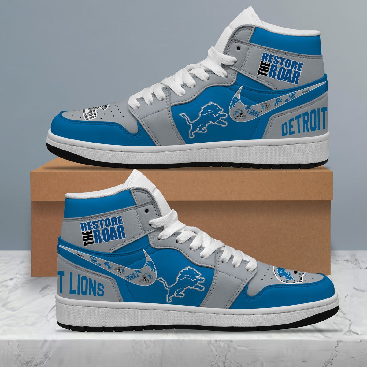 Ideafootwear Detroit Lions AJ1 High Sneakers Shoes For Men And Women 20