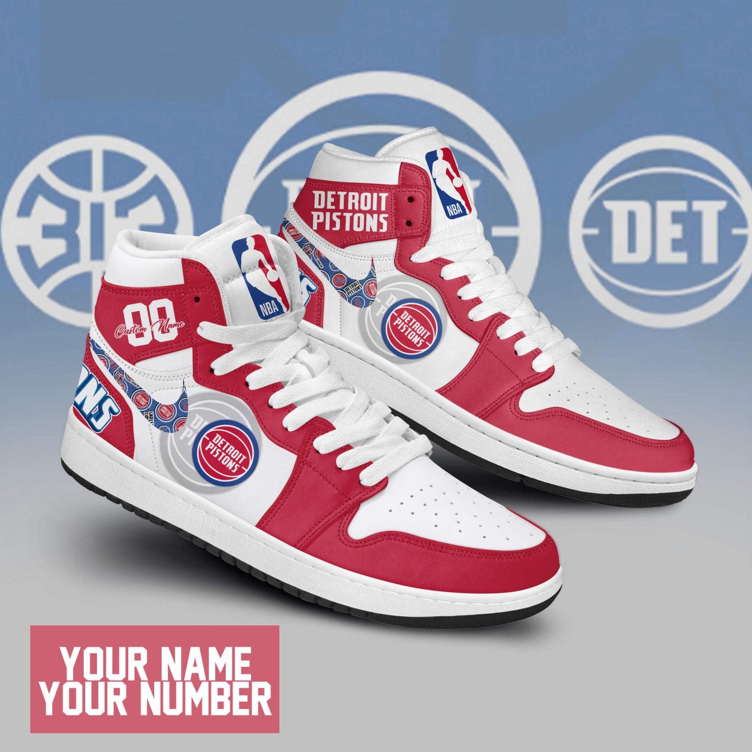 Ideafootwear Detroit Pistons AJ1 High Sneakers Shoes For Men And Women 1