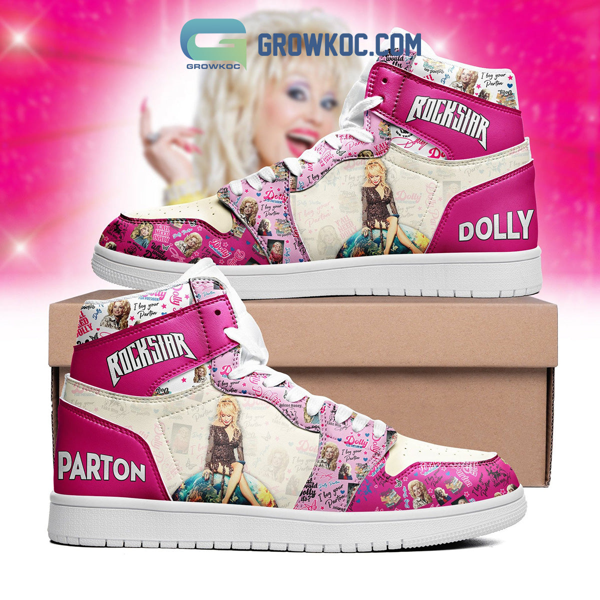 Ideafootwear Dolly Parton AJ1 High Sneakers Shoes For Men And Women 2