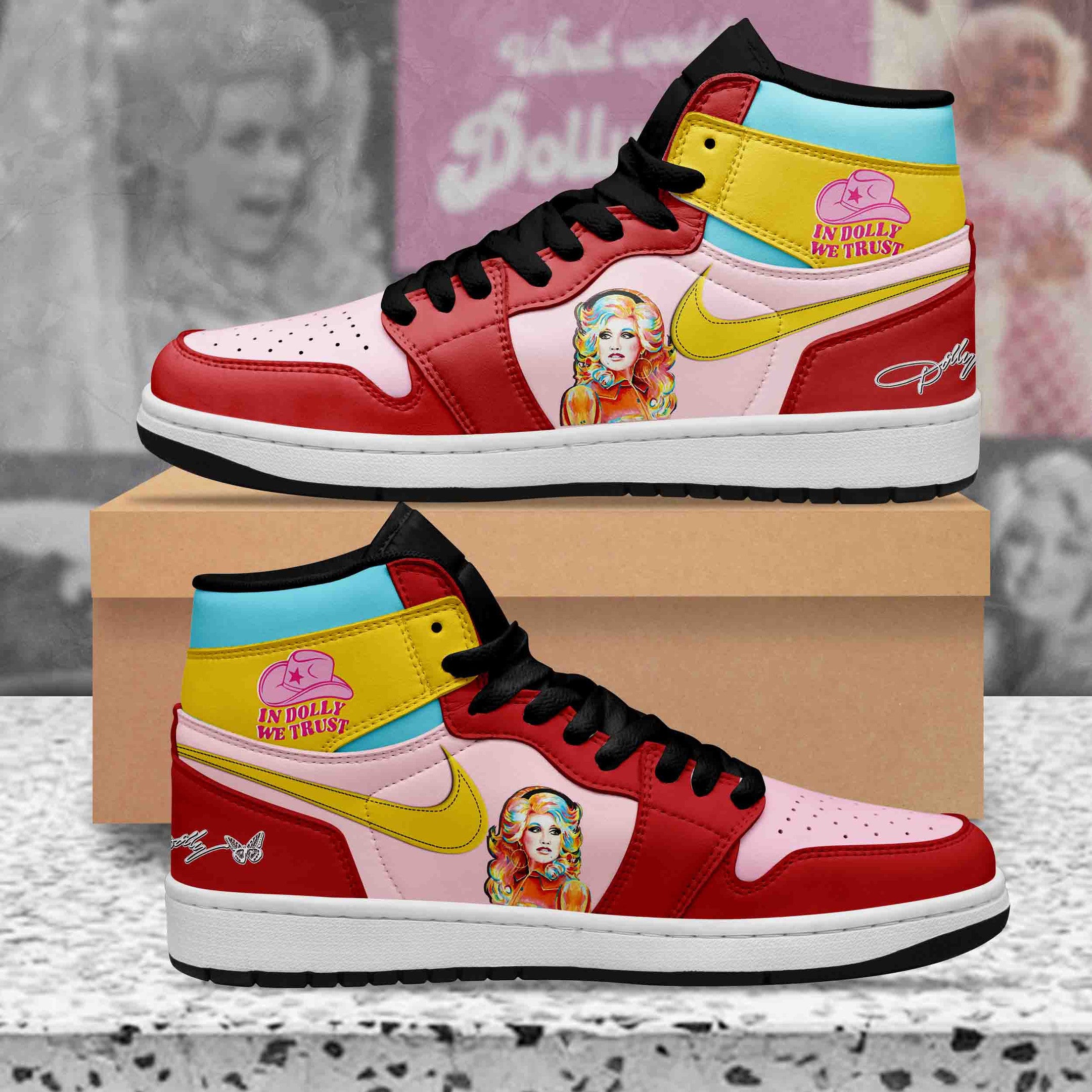 Ideafootwear Dolly Parton AJ1 High Sneakers Shoes For Men And Women 7