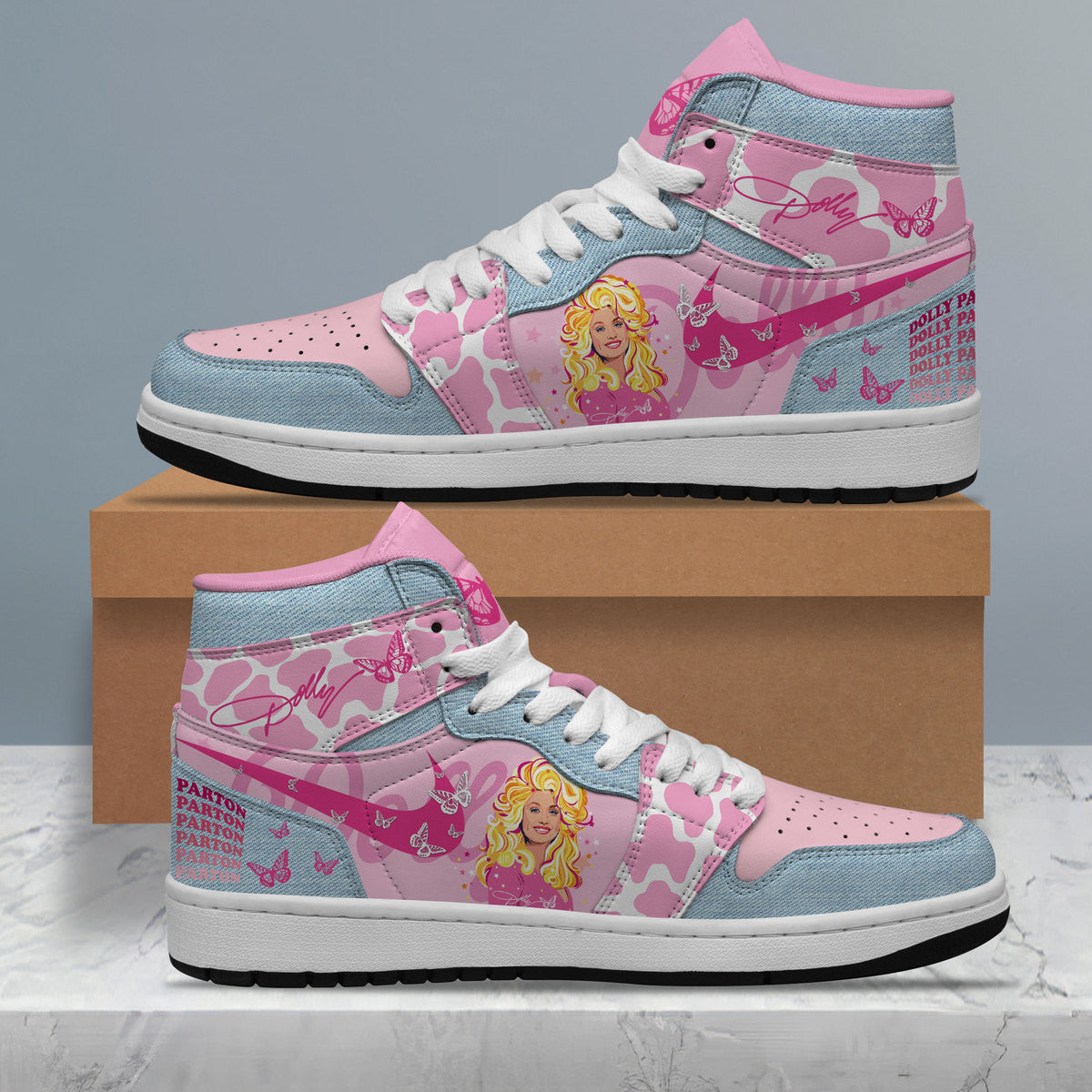 Ideafootwear Dolly Parton AJ1 High Sneakers Shoes For Men And Women 9