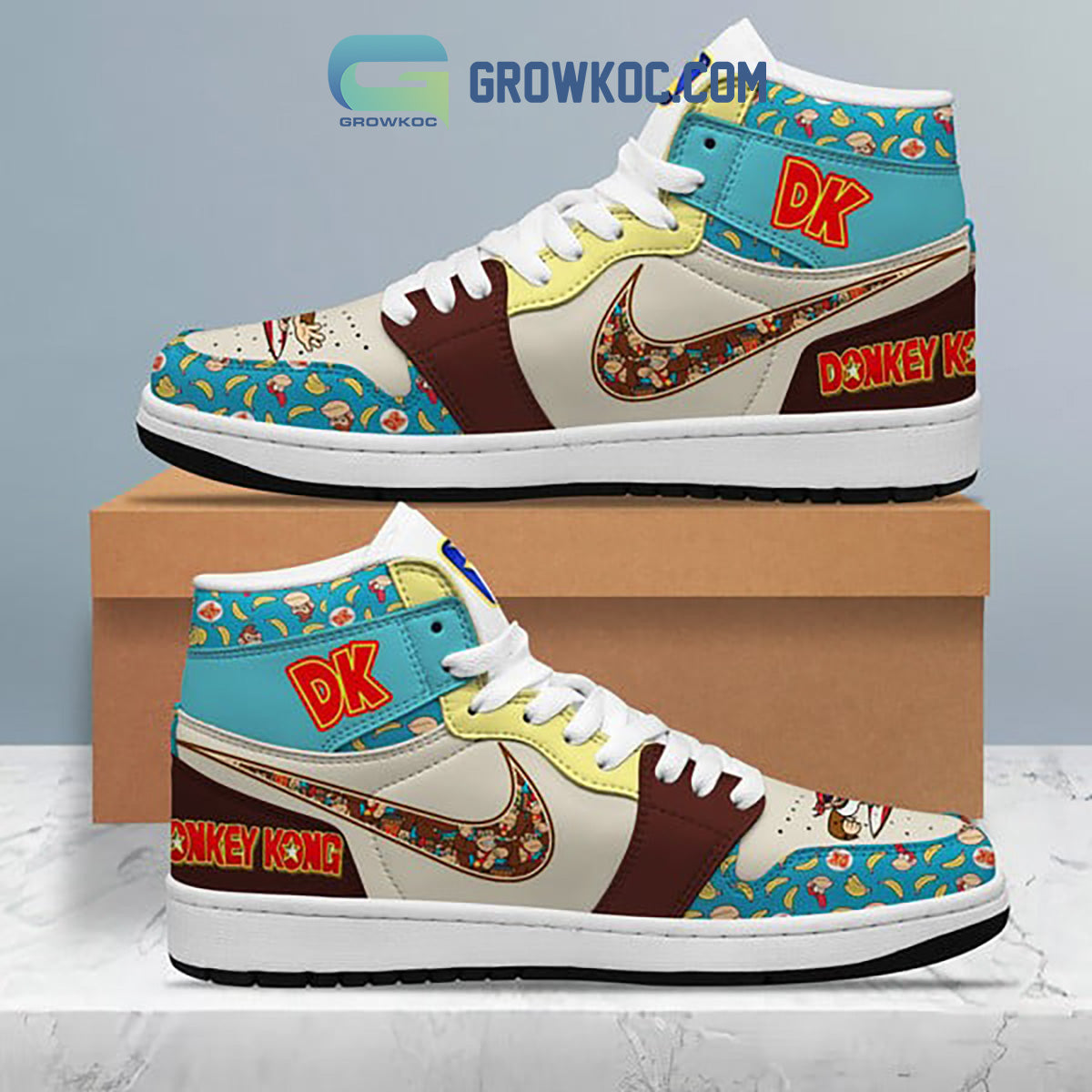Ideafootwear Donkey Kong AJ1 High Sneakers Shoes For Men And Women 2
