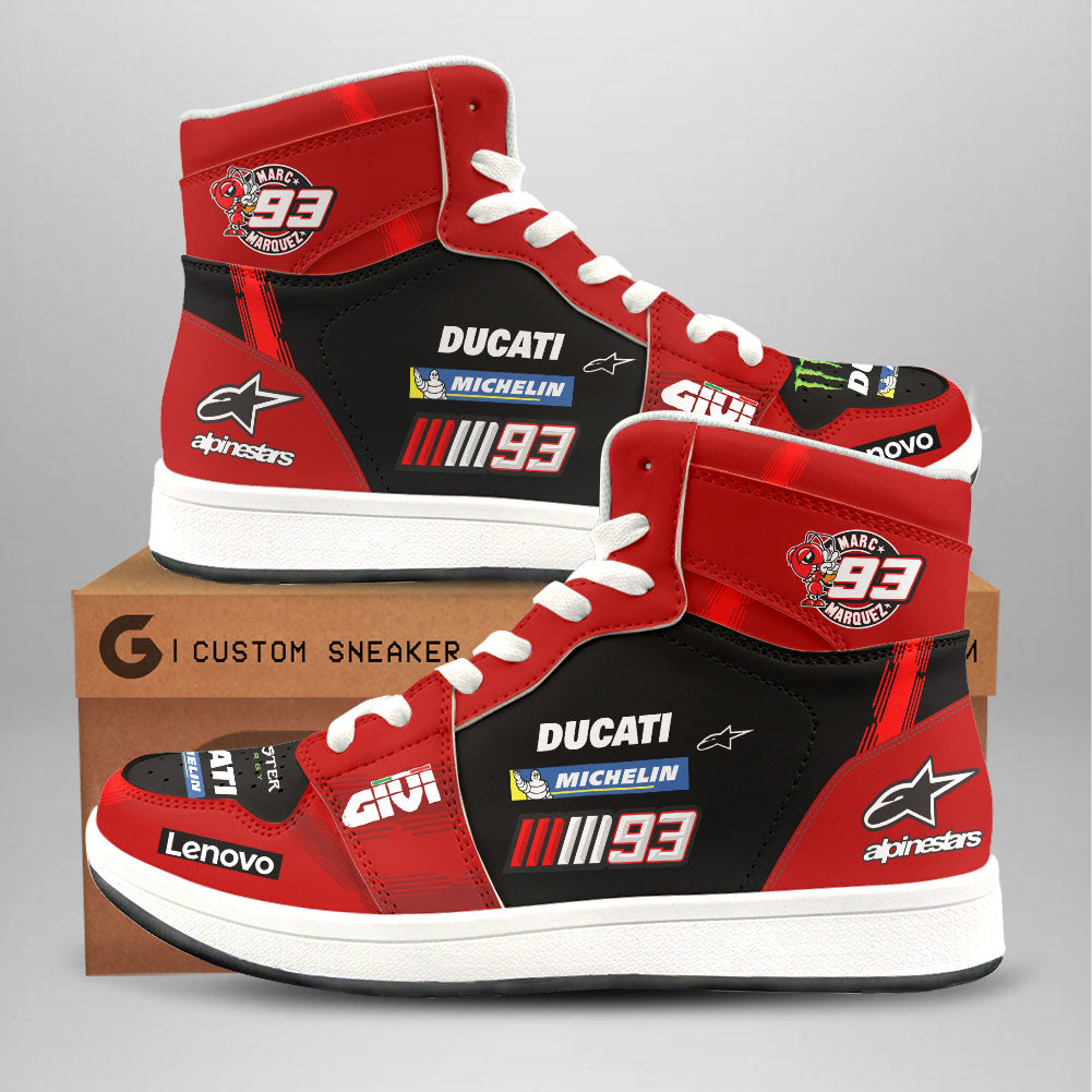 Ideafootwear Ducati Lenovo Team x Marc Marquez AJ1 High Sneakers Shoes For Men And Women 1
