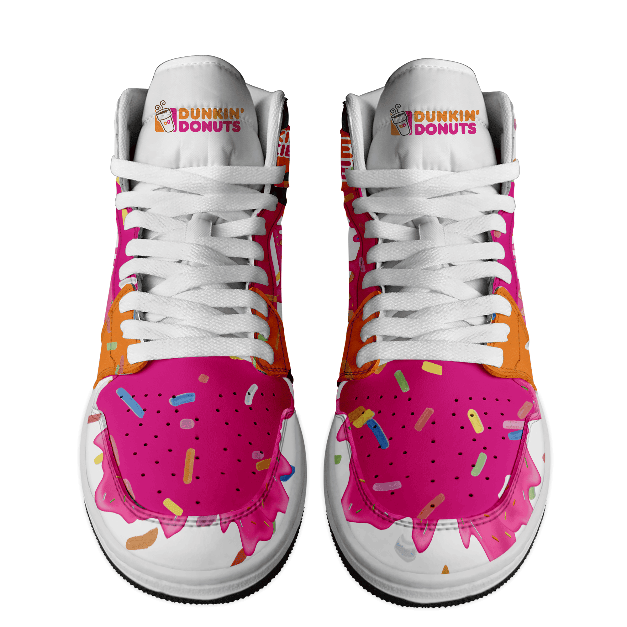 Ideafootwear Dunkin Donuts AJ1 High Sneakers Shoes For Men And Women 2
