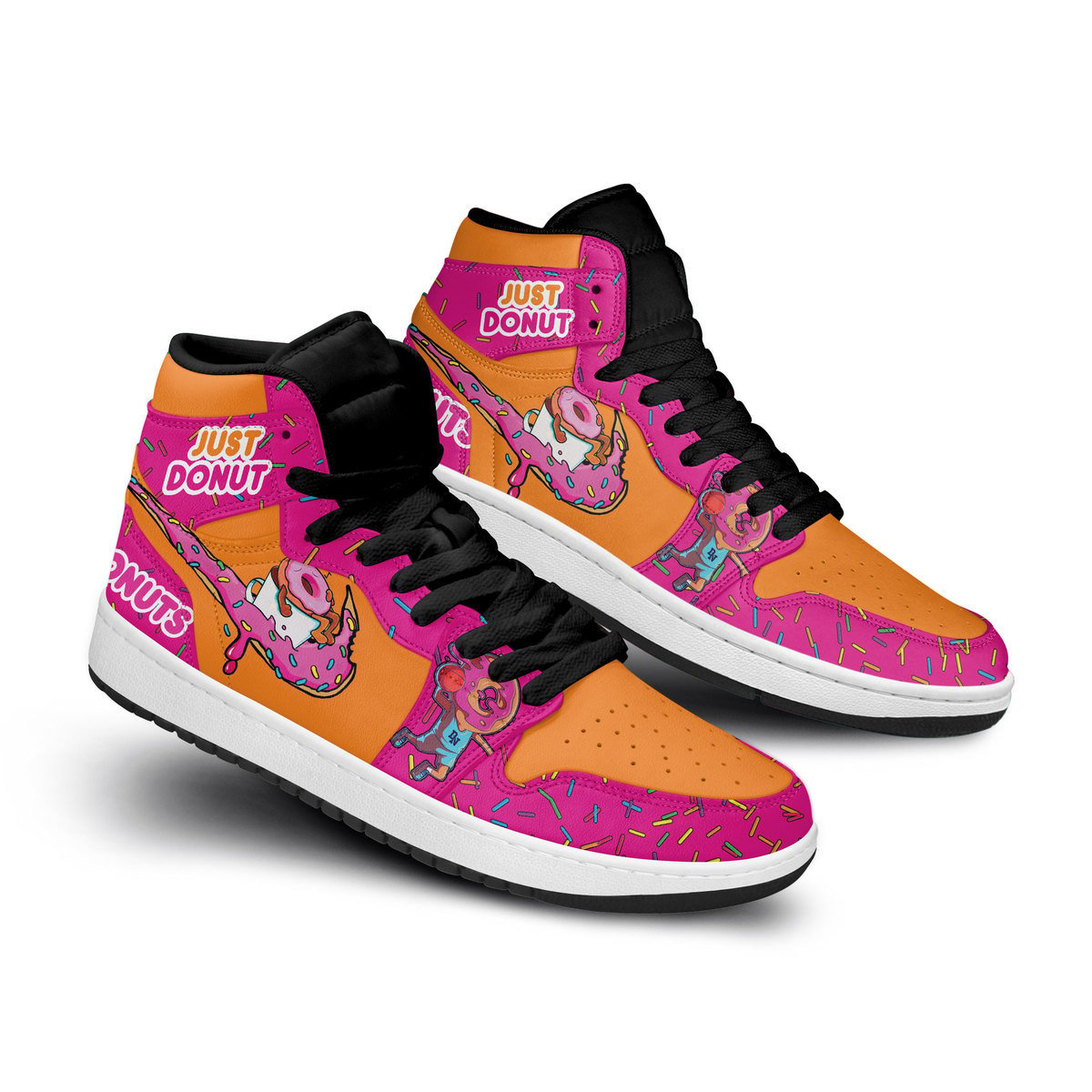 Ideafootwear Dunkin Donuts AJ1 High Sneakers Shoes For Men And Women 1