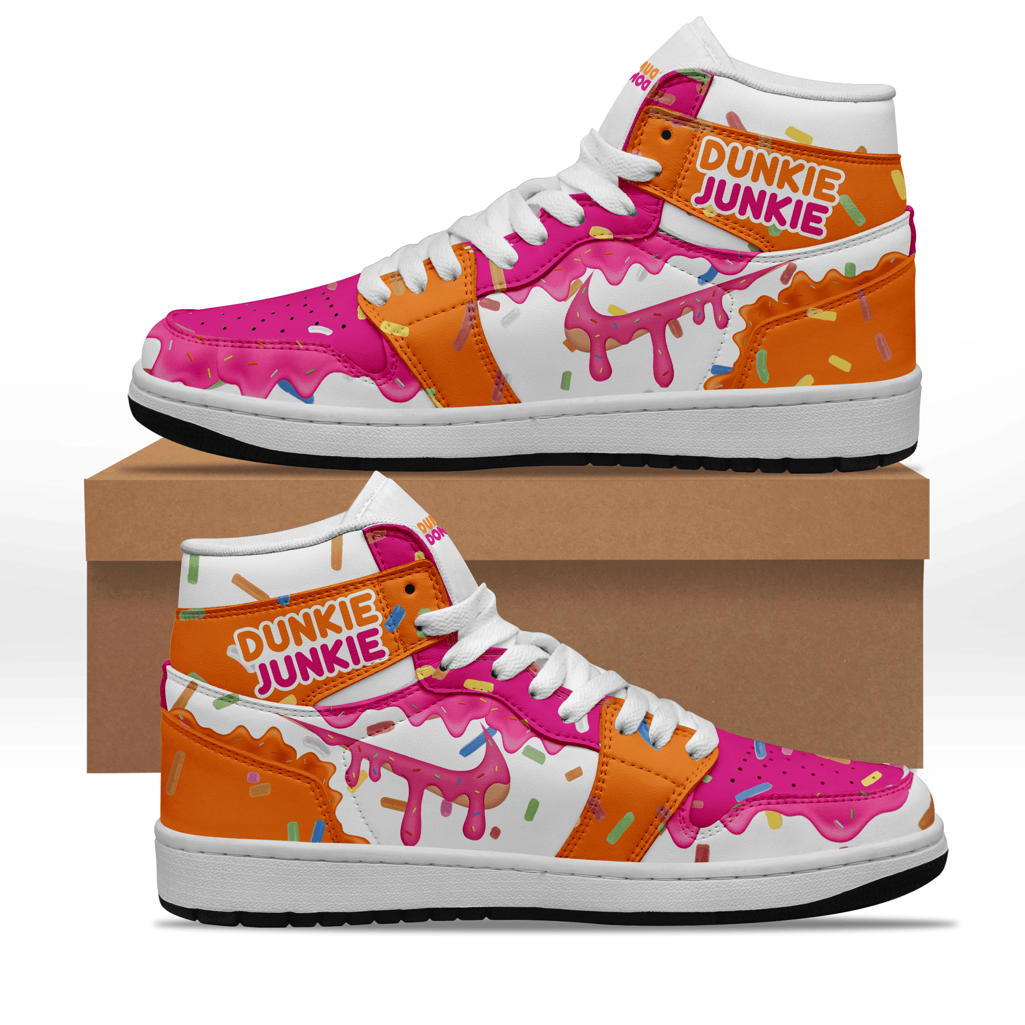 Ideafootwear Dunkin Donuts AJ1 High Sneakers Shoes For Men And Women 2