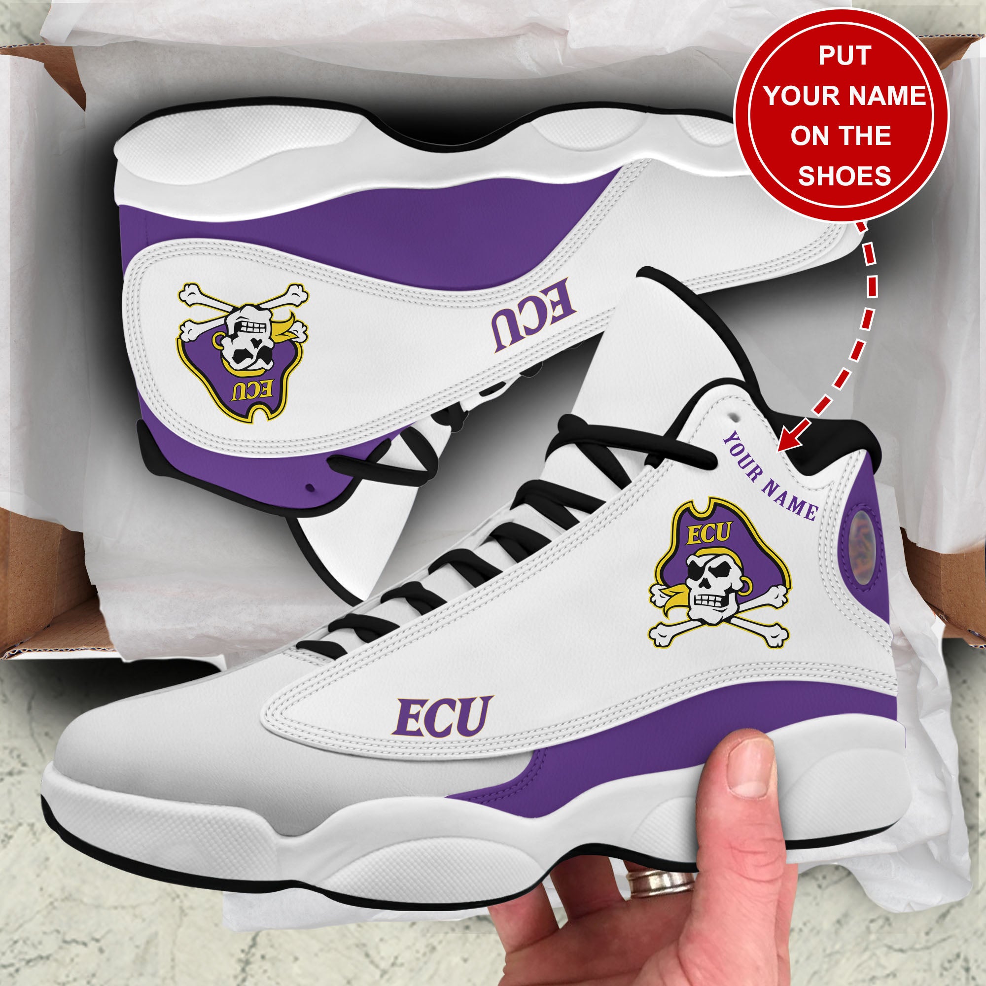 Ideafootwear East Carolina Pirates AJ13 Sneakers Shoes For Men And Women 1