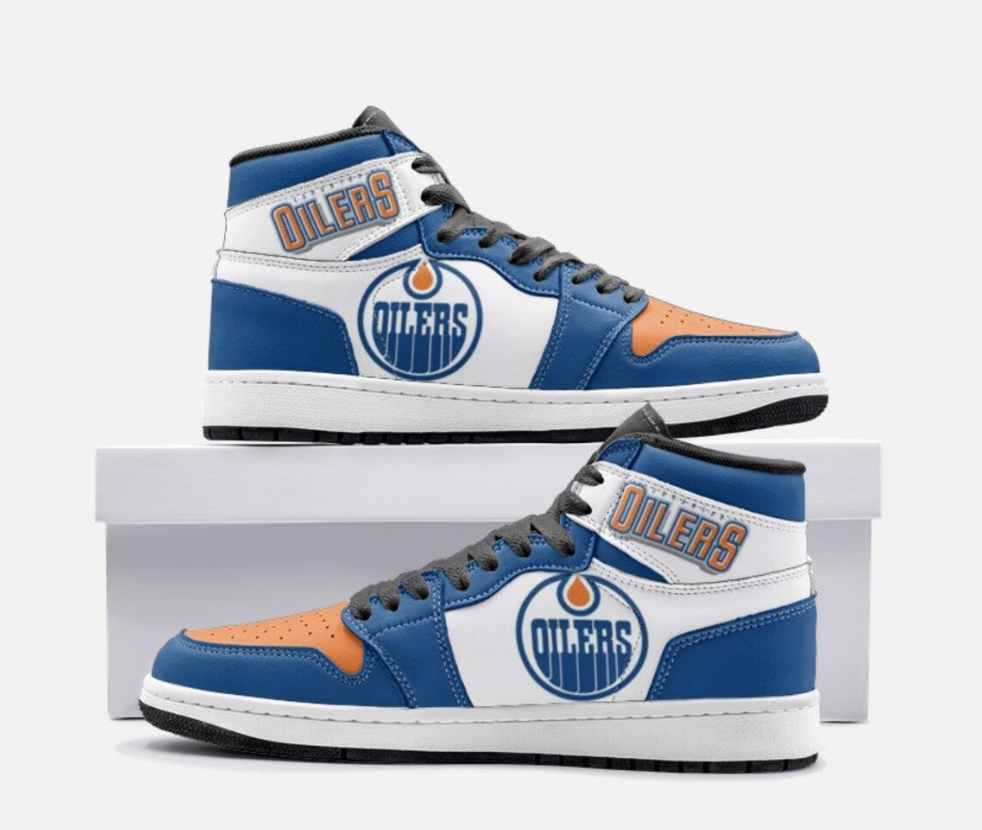 Ideafootwear Edmonton Oilers AJ1 High Sneakers Shoes For Men And Women 8