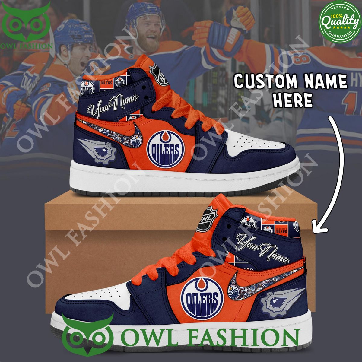 Ideafootwear Edmonton Oilers AJ1 High Sneakers Shoes For Men And Women 9