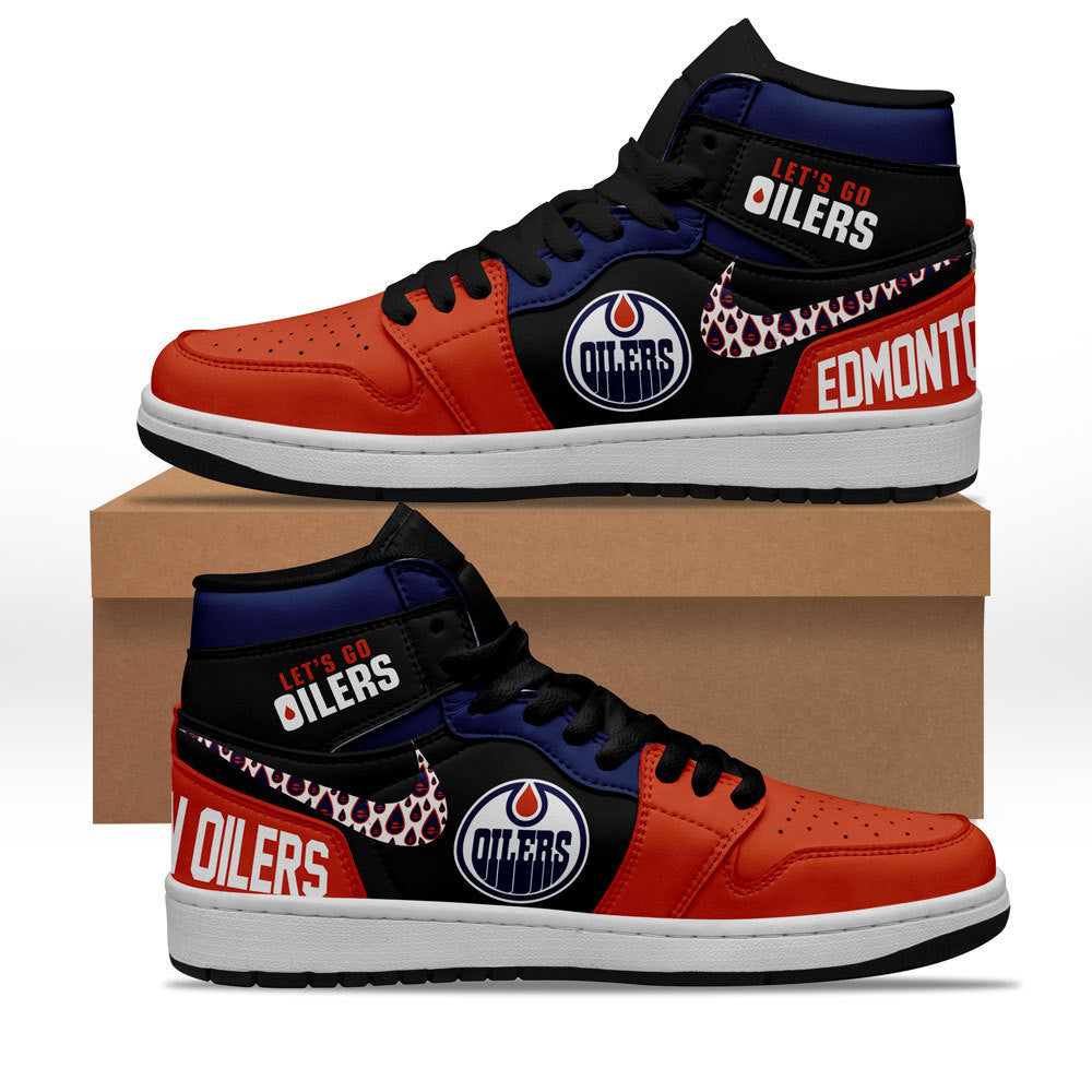 Ideafootwear Edmonton Oilers AJ1 High Sneakers Shoes For Men And Women 11