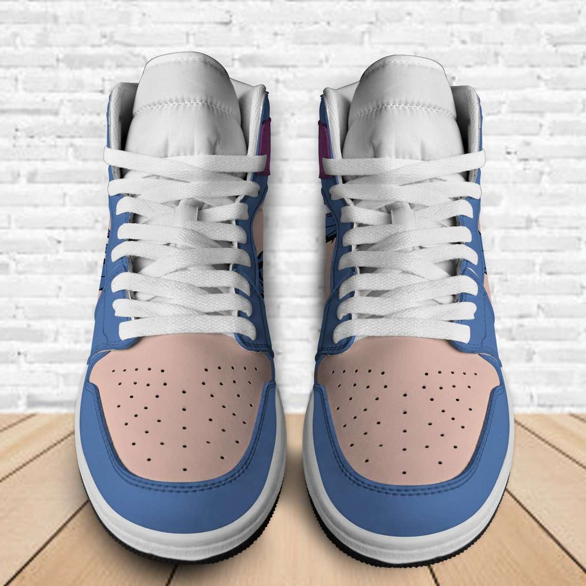 Ideafootwear Eeyore Donkey Winnie The Pooh Purple Blue AJ1 High Sneakers Shoes For Men And Women 1
