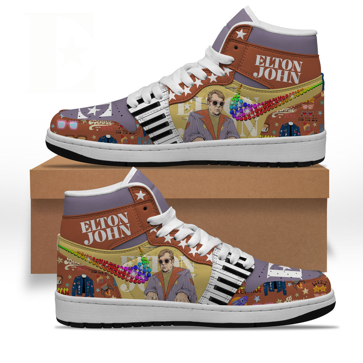 Ideafootwear Elton John AJ1 High Sneakers Shoes For Men And Women 3