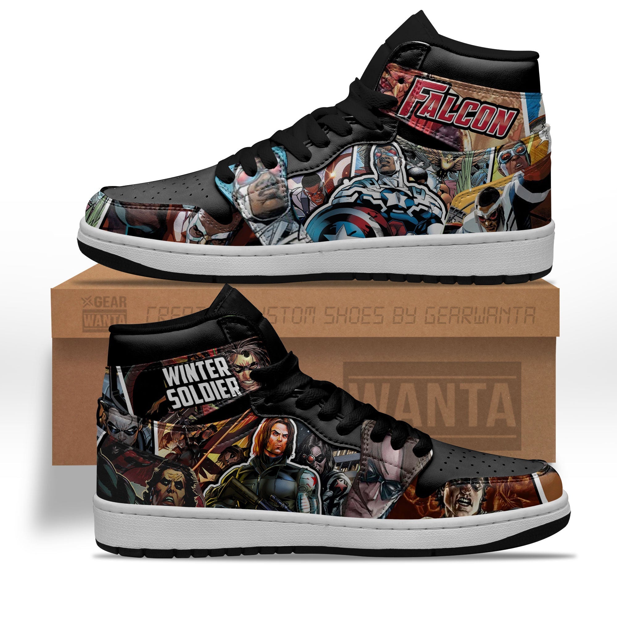 Ideafootwear Falcon and Winter Soldier AJ1 High Sneakers Shoes For Men And Women 1