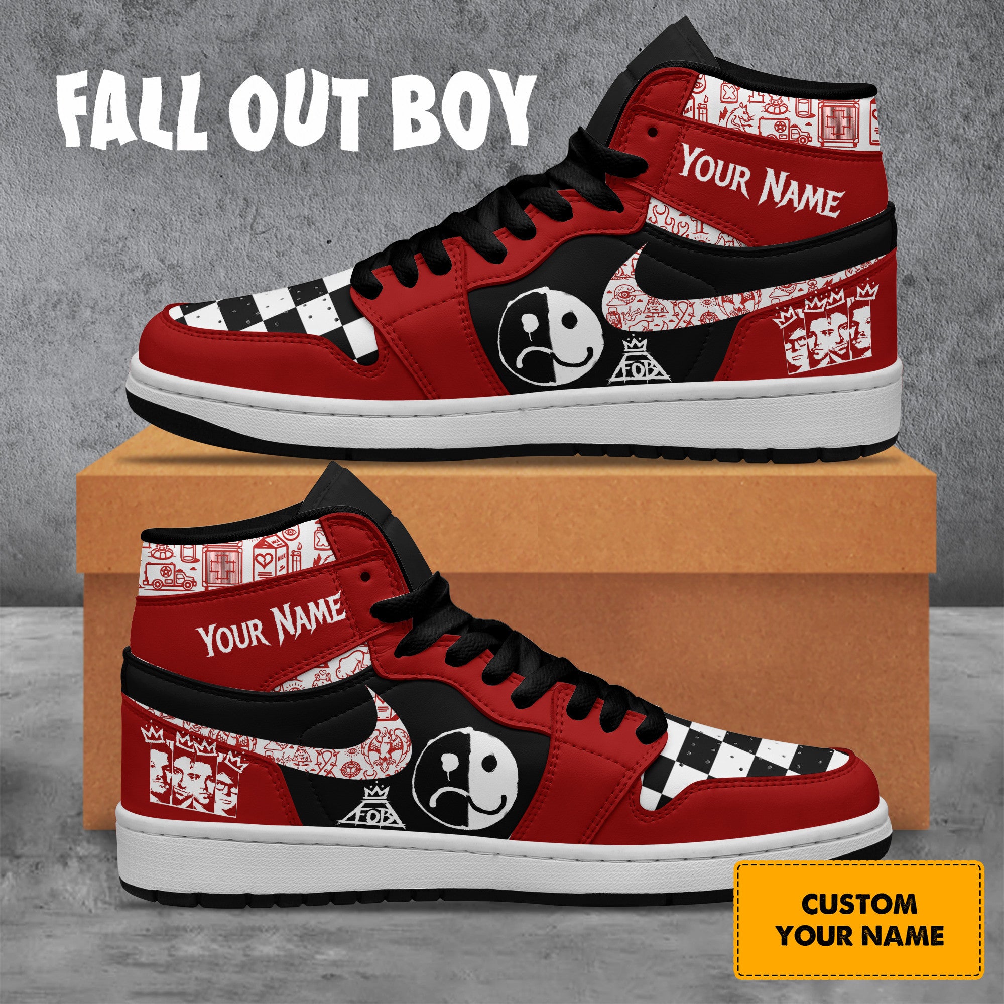 Ideafootwear Fall Out Boy AJ1 High Sneakers Shoes For Men And Women 2