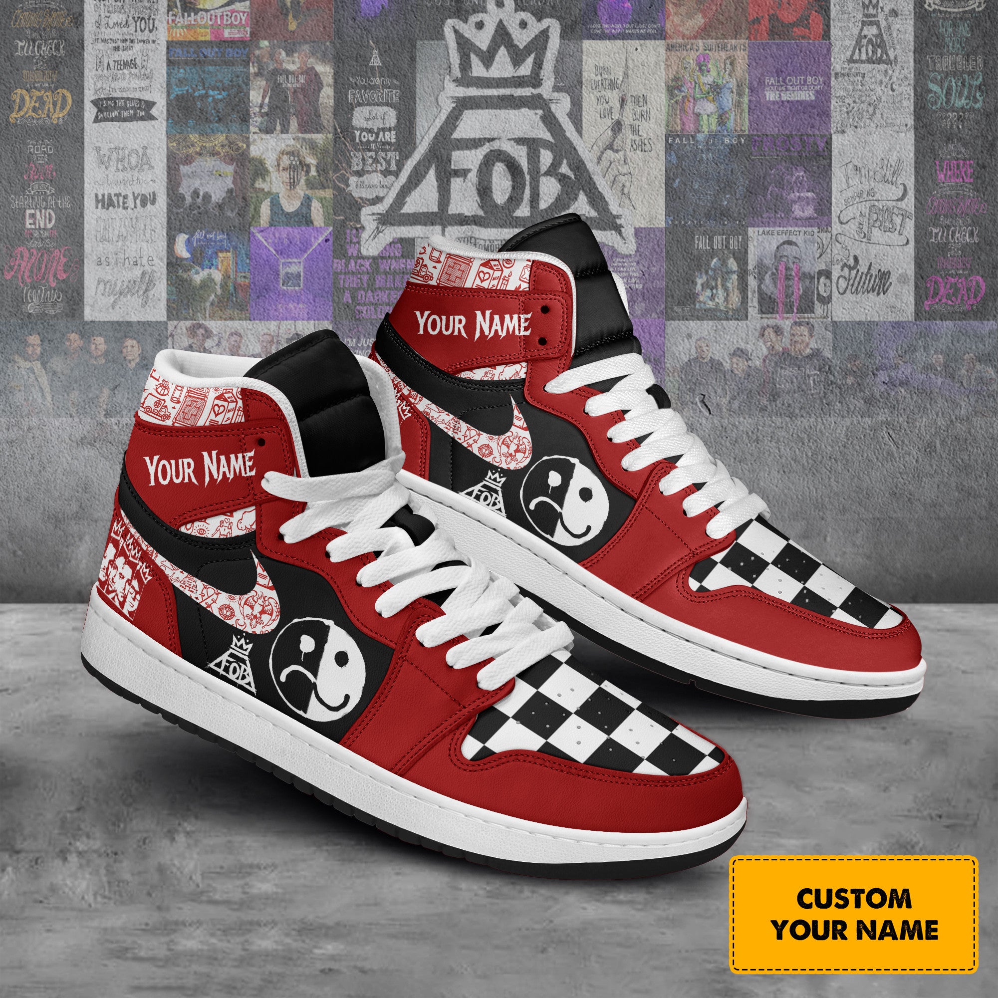 Ideafootwear Fall Out Boy AJ1 High Sneakers Shoes For Men And Women 1