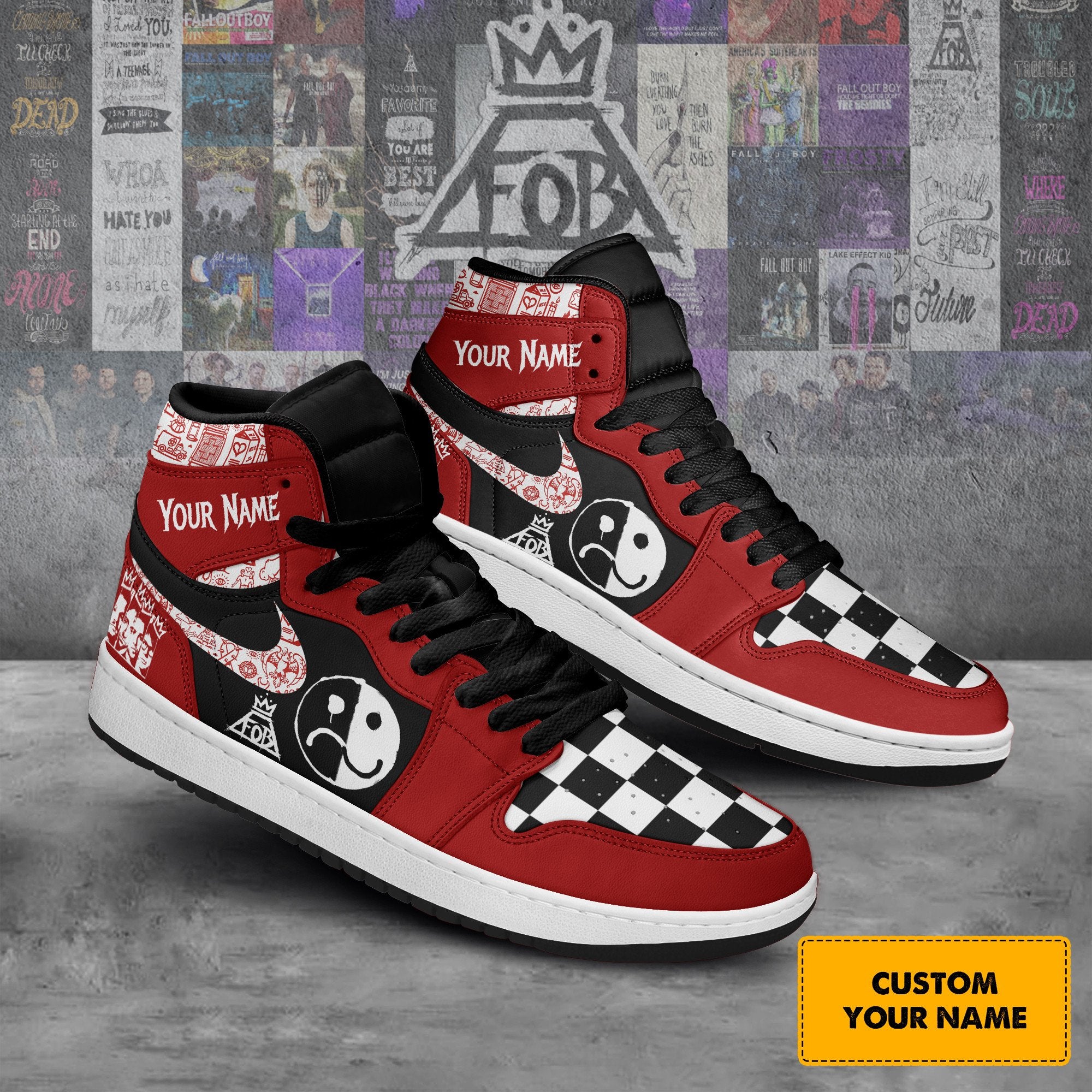 Ideafootwear Fall Out Boy AJ1 High Sneakers Shoes For Men And Women 2