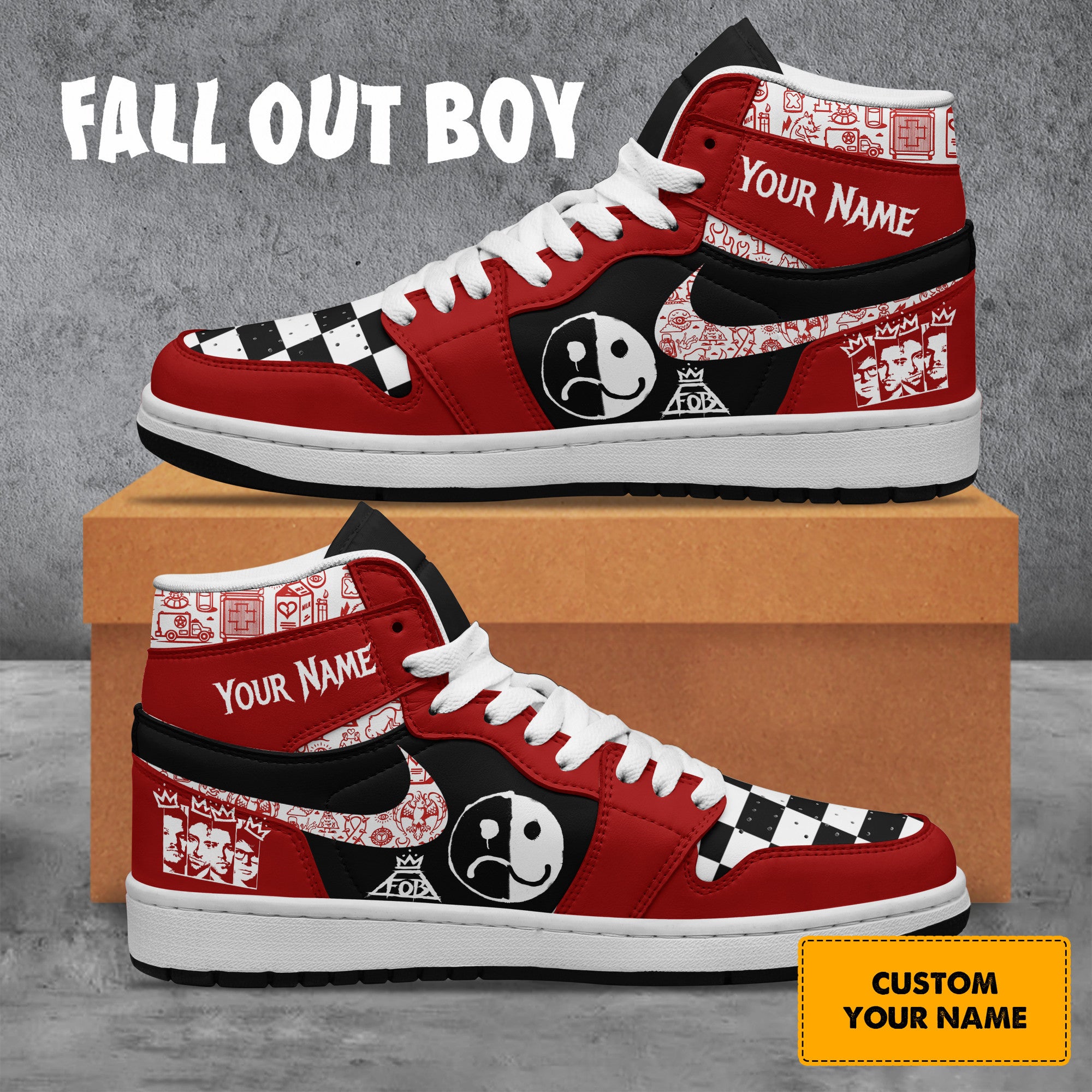 Ideafootwear Fall Out Boy AJ1 High Sneakers Shoes For Men And Women 1