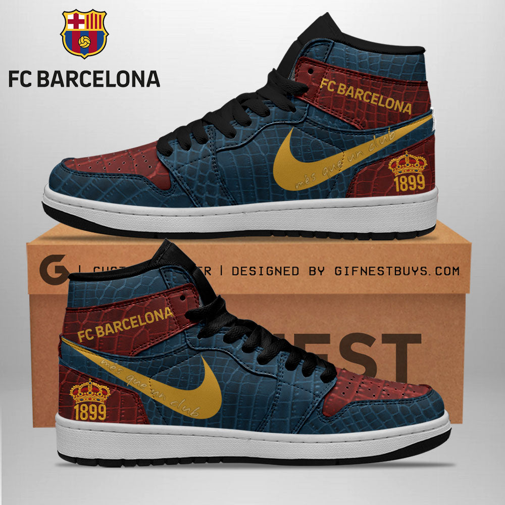 Ideafootwear FC Barcelona AJ1 High Sneakers Shoes For Men And Women 1