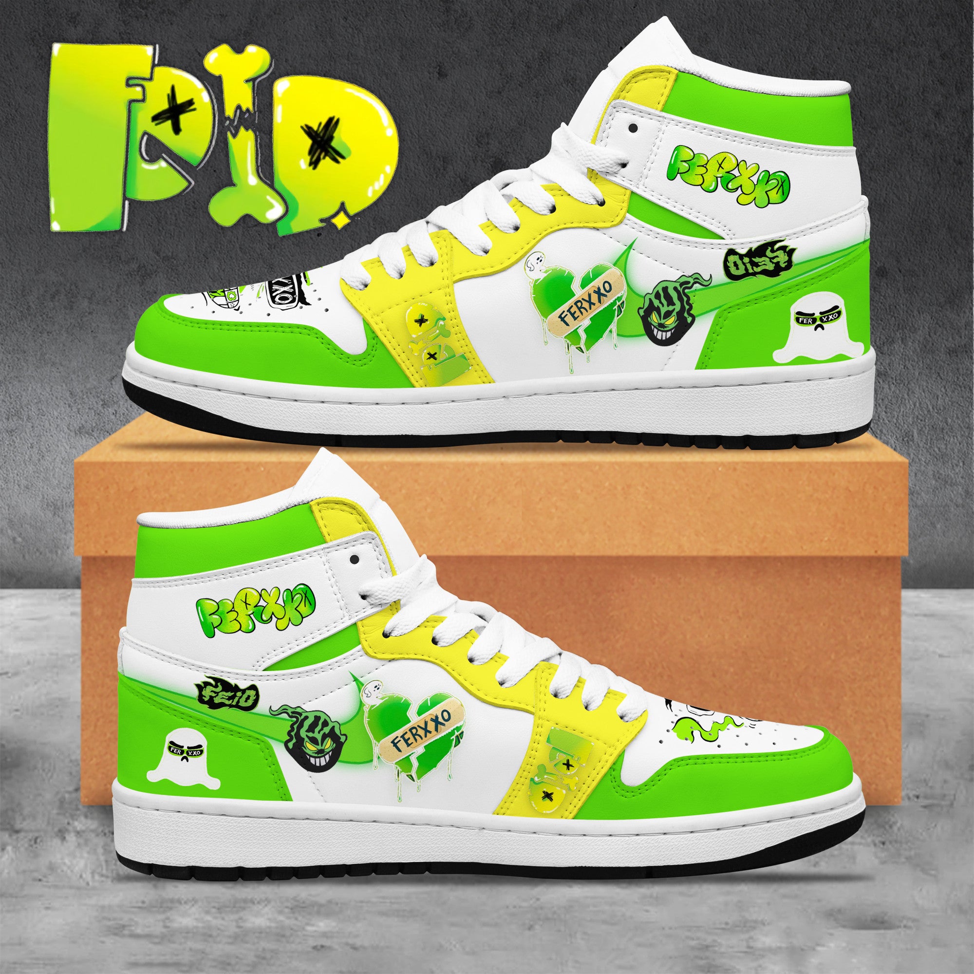 Ideafootwear Feid Ferxxo AJ1 High Sneakers Shoes For Men And Women 1