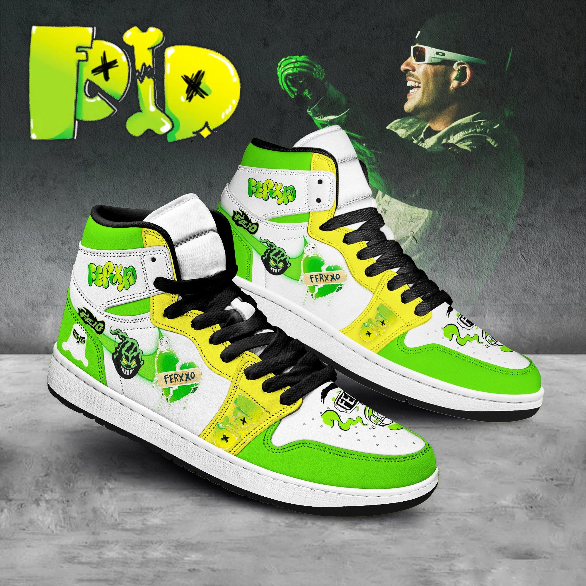 Ideafootwear Feid Ferxxo AJ1 High Sneakers Shoes For Men And Women 2